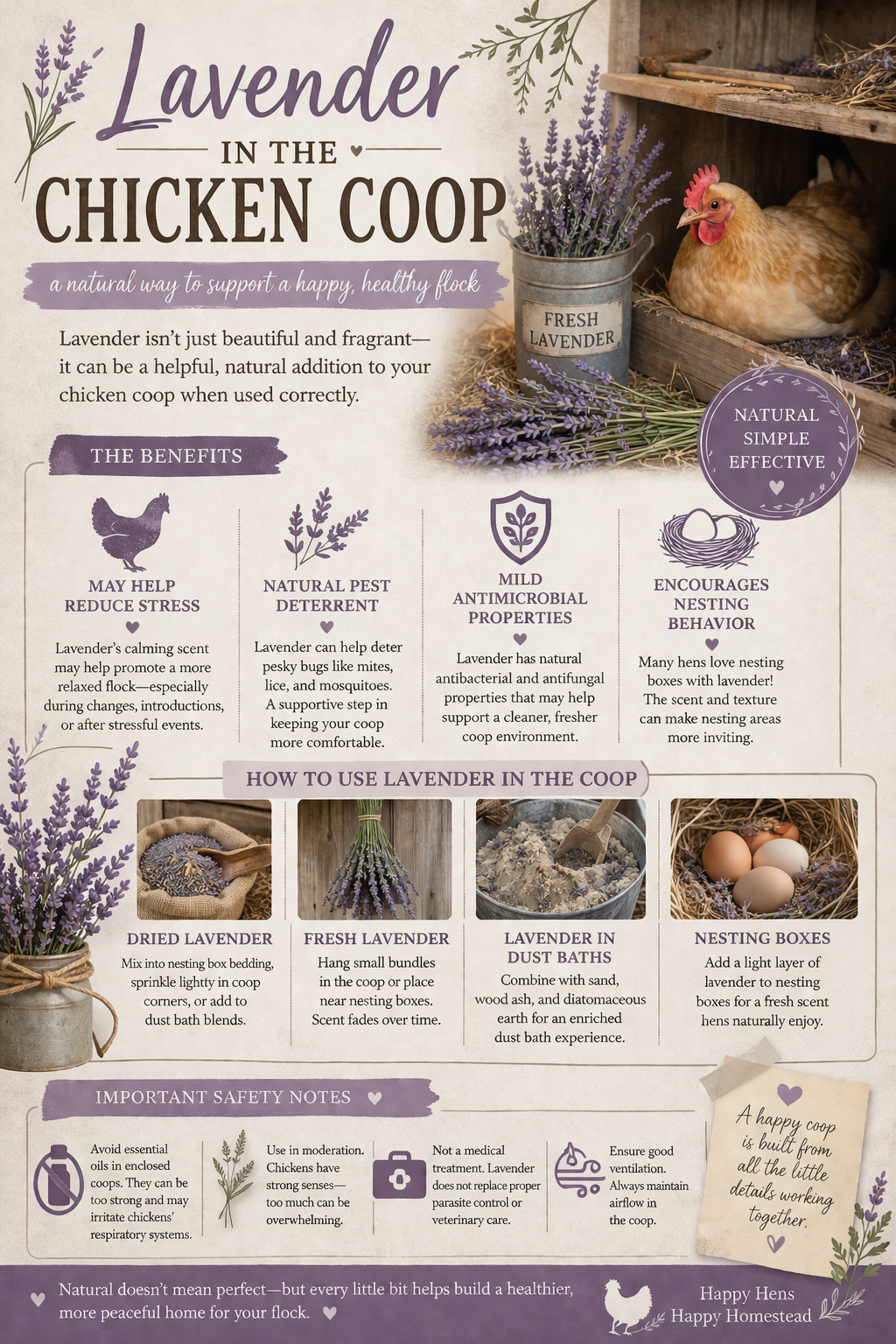 Lavender in the Chicken Coop: Benefits, Uses, and Safety for Your Flock