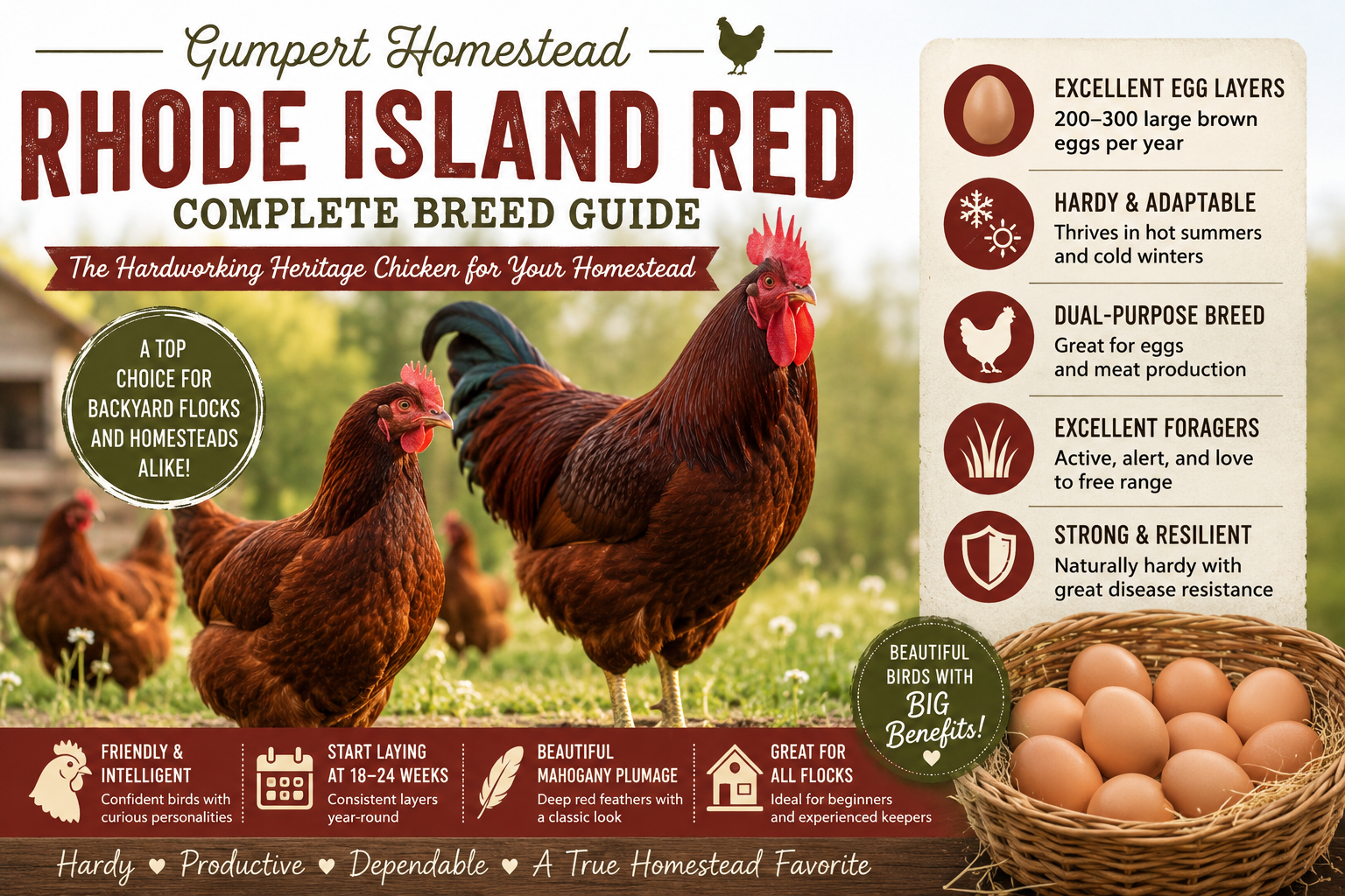 Rhode Island Red Chickens: Complete Breed Guide for Backyard Flocks & Homesteads