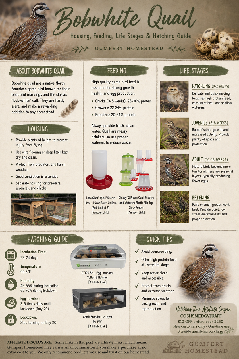 Bobwhite Quail Guide | Housing Feeding Hatching & Care Tips – Gumpert ...
