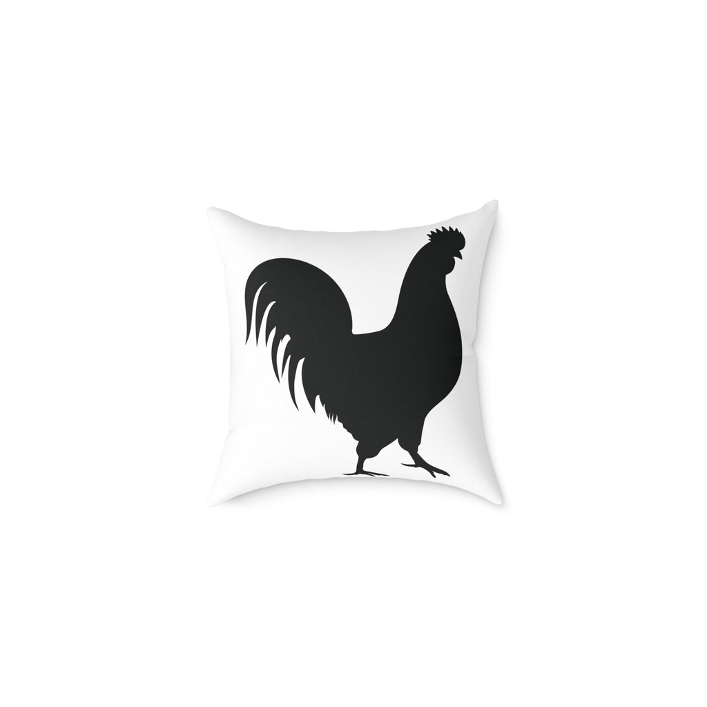 Farmhouse Rooster Silhouette Throw Pillow – Rustic Chicken Decor Cushion, Neutral Country Homestead Accent Pillow