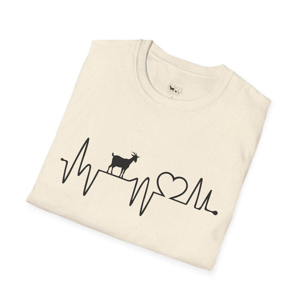 Goat Heartbeat Unisex T-Shirt | Minimalist Goat Lover ECG Farm Life Tee