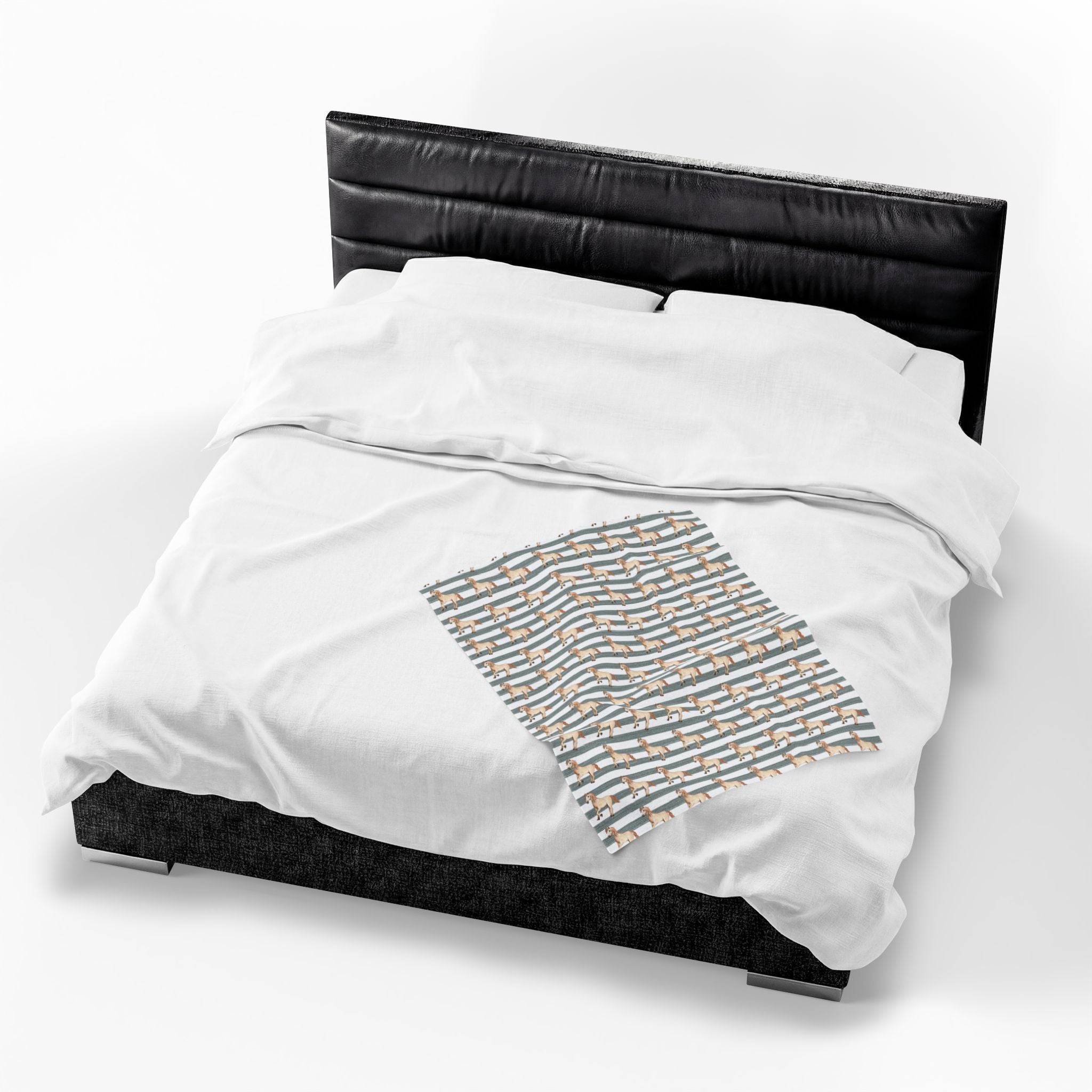 Striped Horse Plush Blanket | Coastal Western Throw Blanket | Preppy Equestrian Decor | Farmhouse Horse Blanket | Cozy Ranch Style Blanket | Gumpert Homestead