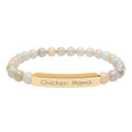 Chicken Mama Natural Stone Stretch Bracelet – Engraved Farm Mom Jewelry, Chicken Lover Gift, Rustic Homestead Bracelet