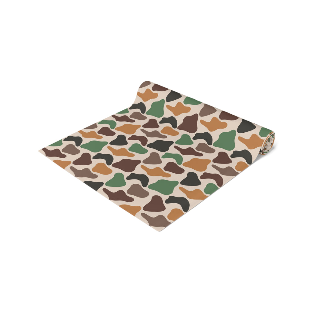 Duck Camo Farmhouse Table Runner | Rustic Waterfowl Kitchen Decor | Country Duck Print Dining Table Linen | Homestead Farm Table Runner