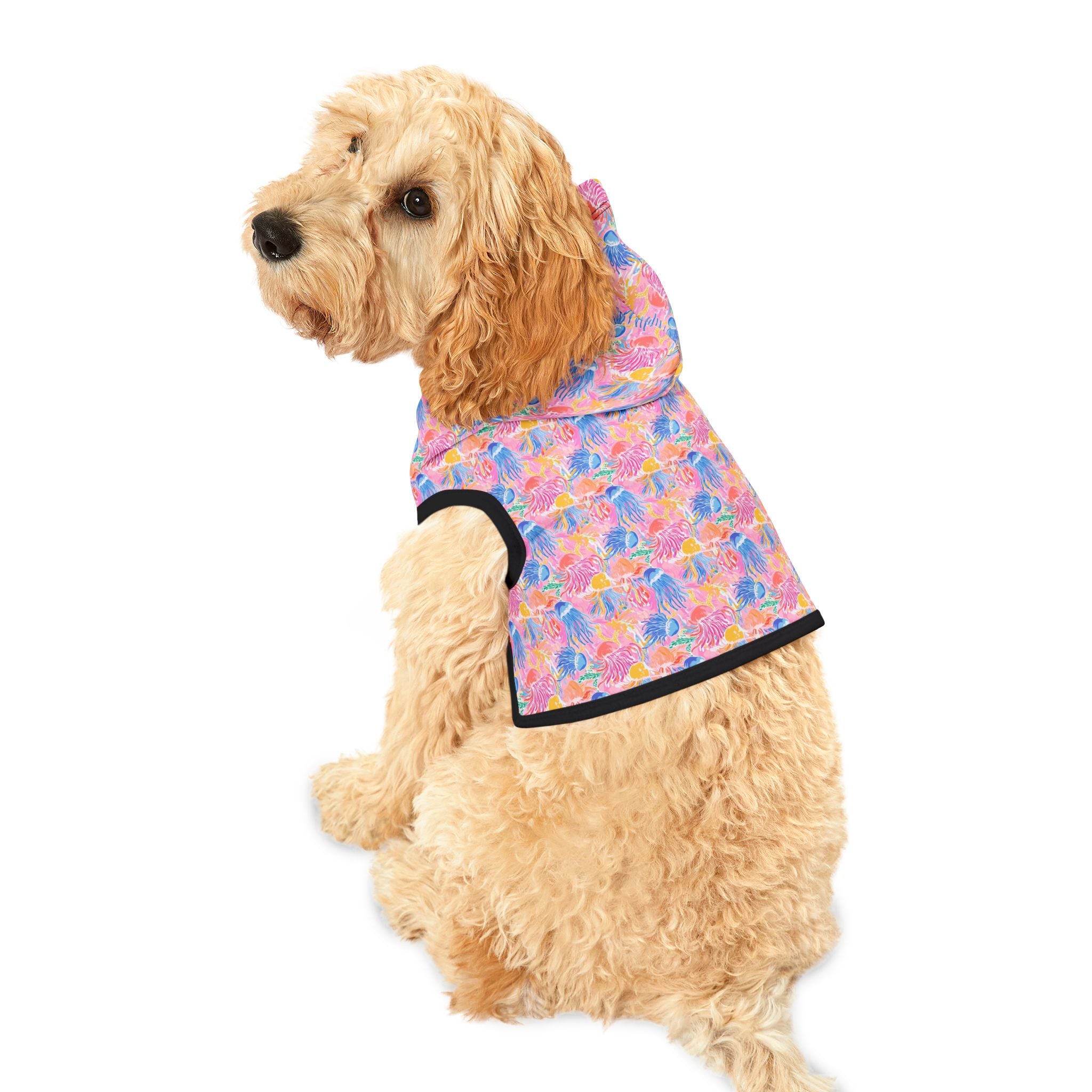 Pink Neon Jellyfish Pet Hoodie, Cute Animal Lover Gift, Dog Sweater, Cat Jumper, Pet Clothing