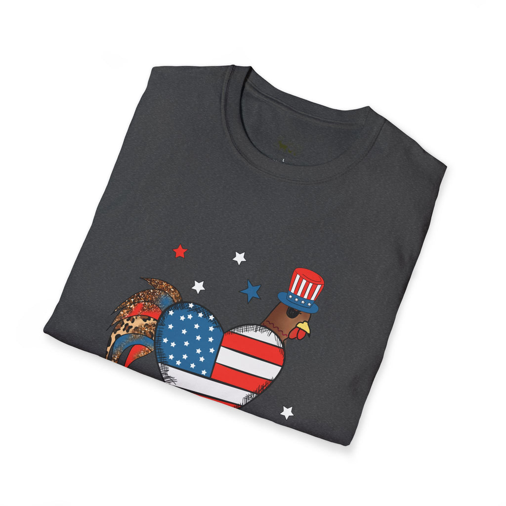 Happy 4th of July Chicken T-Shirt – Patriotic Rooster & Hen Shirt, American Flag Farm Tee, Backyard Chicken Shirt, Homestead Independence Day Apparel