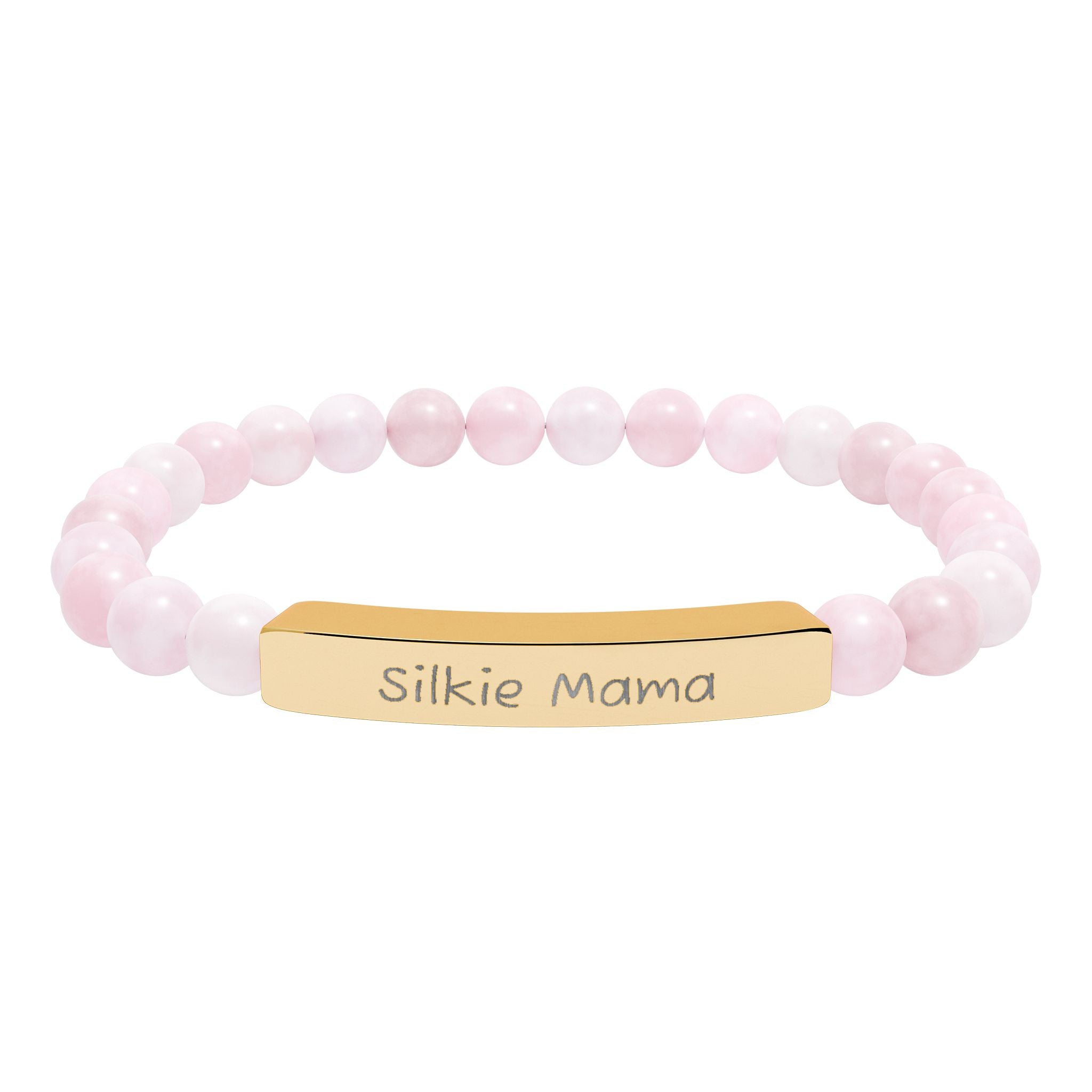 Silkie Mama Natural Stone Stretch Bracelet – Engraved Silkie Chicken Jewelry, Chicken Lover Gift, Rustic Homestead Bracelet