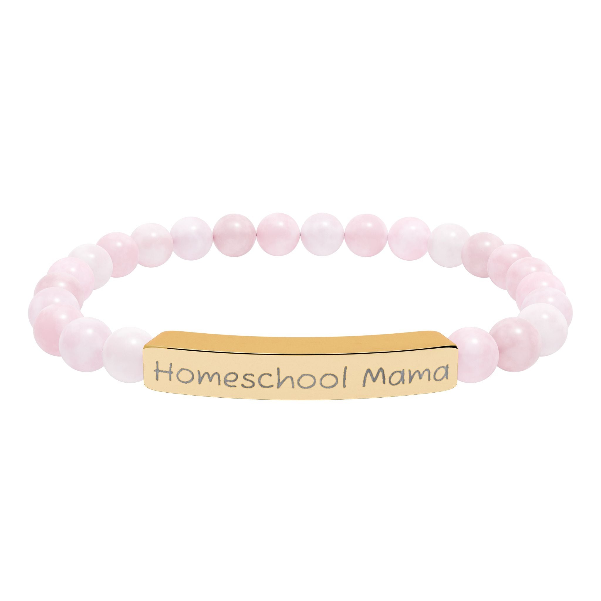 Homeschool Mama Natural Stone Stretch Bracelet – Engraved Mom Jewelry, Homeschool Gift, Rustic Farmhouse Bracelet