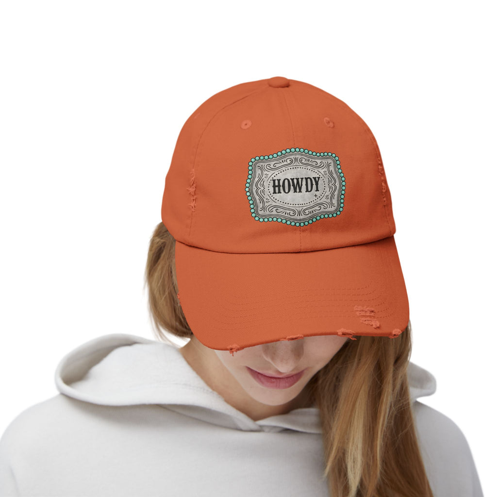 Howdy Distressed Baseball Cap – Western Farmhouse Hat, Vintage Southern Cowgirl Cap, Rustic Country Casual Hat