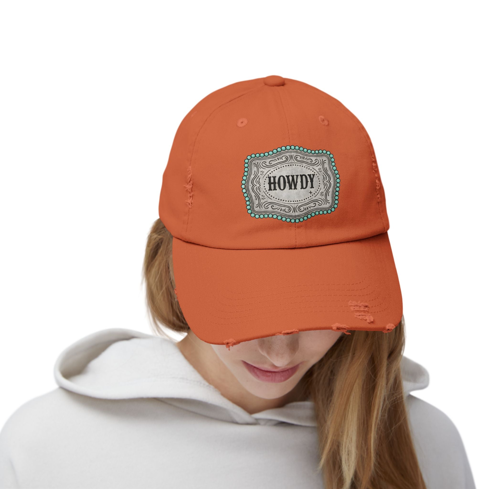 Howdy Distressed Baseball Cap – Western Farmhouse Hat, Vintage Southern Cowgirl Cap, Rustic Country Casual Hat
