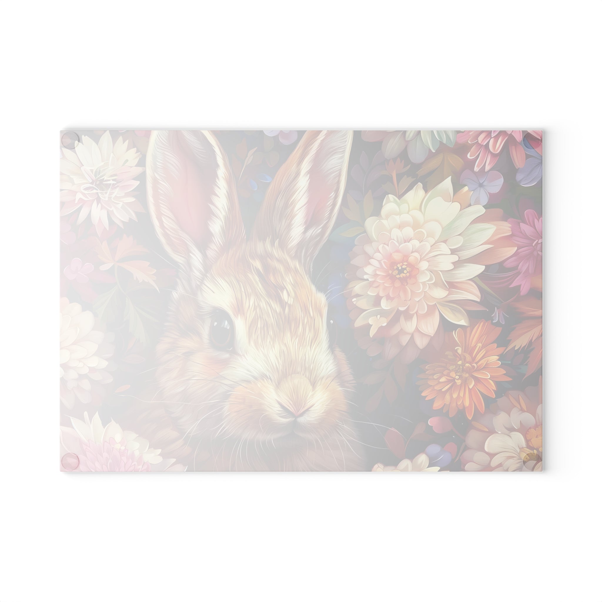 Floral Bunny Glass Cutting Board | Cottagecore Rabbit Kitchen Decor | Wildflower Bunny Tempered Glass Cutting Board | Gumpert Homestead