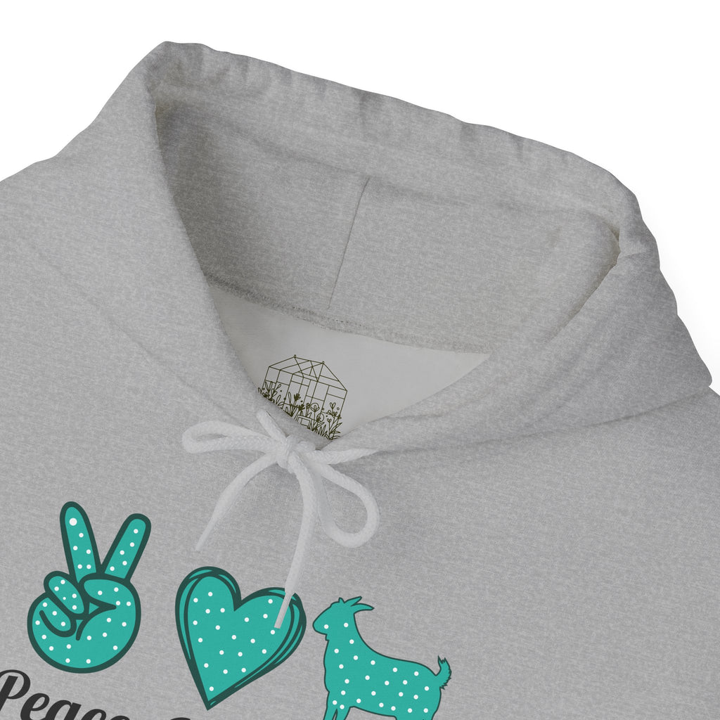 Peace Love Goats Hoodie – Unisex Farmhouse Goat Lover Sweatshirt | Cozy Homestead Country Apparel