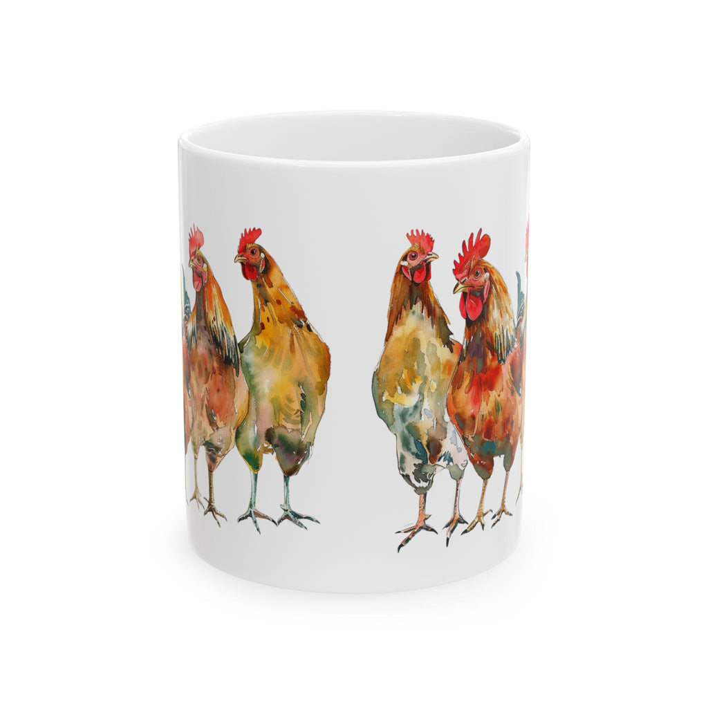 Chicken Flock Ceramic Mug – Backyard Chicken Coffee Cup, Farm Homestead Mug, Chicken Lover Gift (11oz, 15oz)
