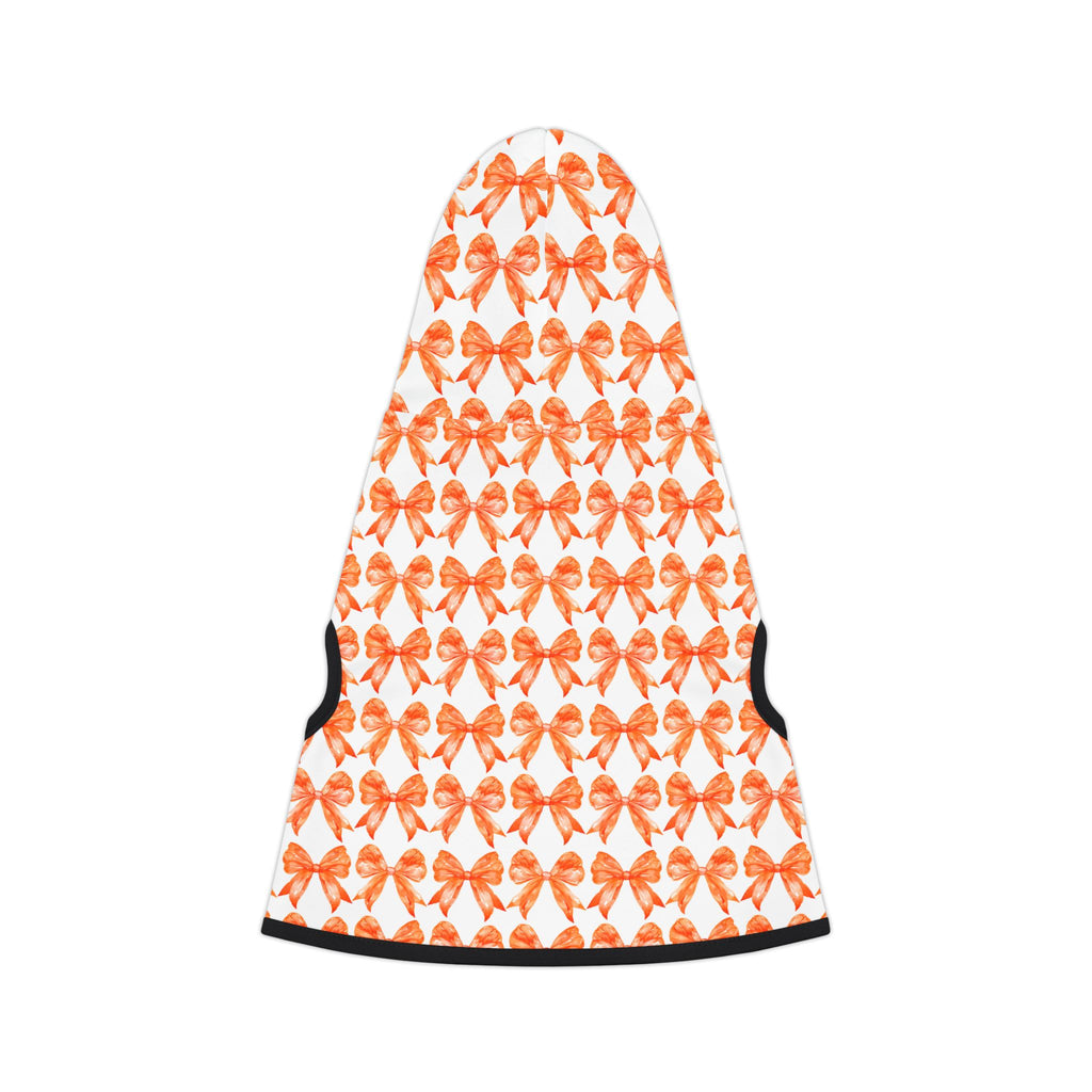 Orange Coquette Bows Cute Pet Hoodie - Adorable Puppy Sweater, Small Dog Outfit, Furry Friend Gift, Pet Apparel, Animal Lover Present