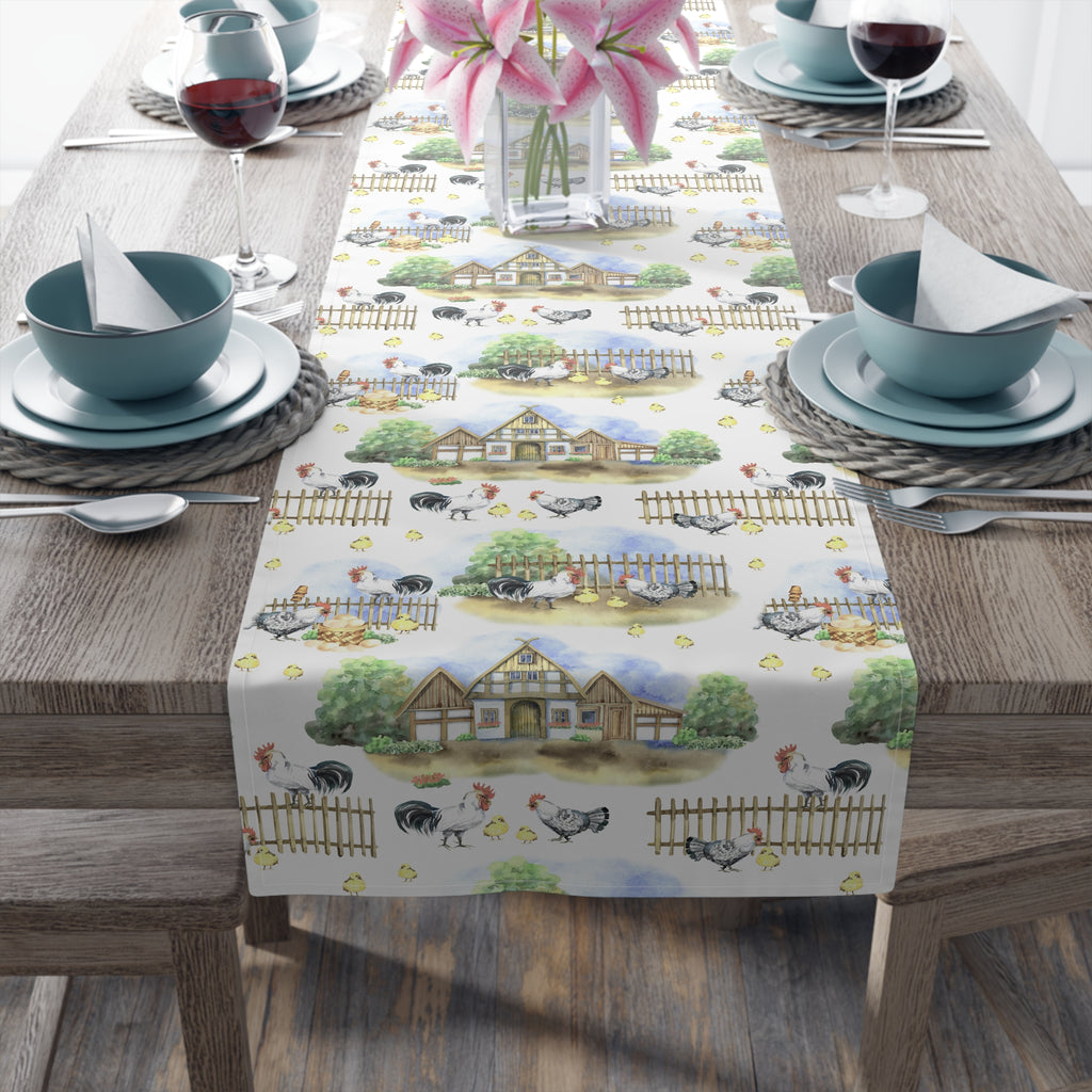 Farmhouse Homestead Table Runner | Country Farm Scene Dining Decor | C ...