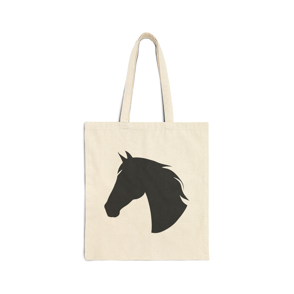 Horse Head Silhouette Canvas Tote Bag | Equestrian Farm Tote | Minimalist Horse Lover Market Bag | Rustic Farmhouse Country Tote
