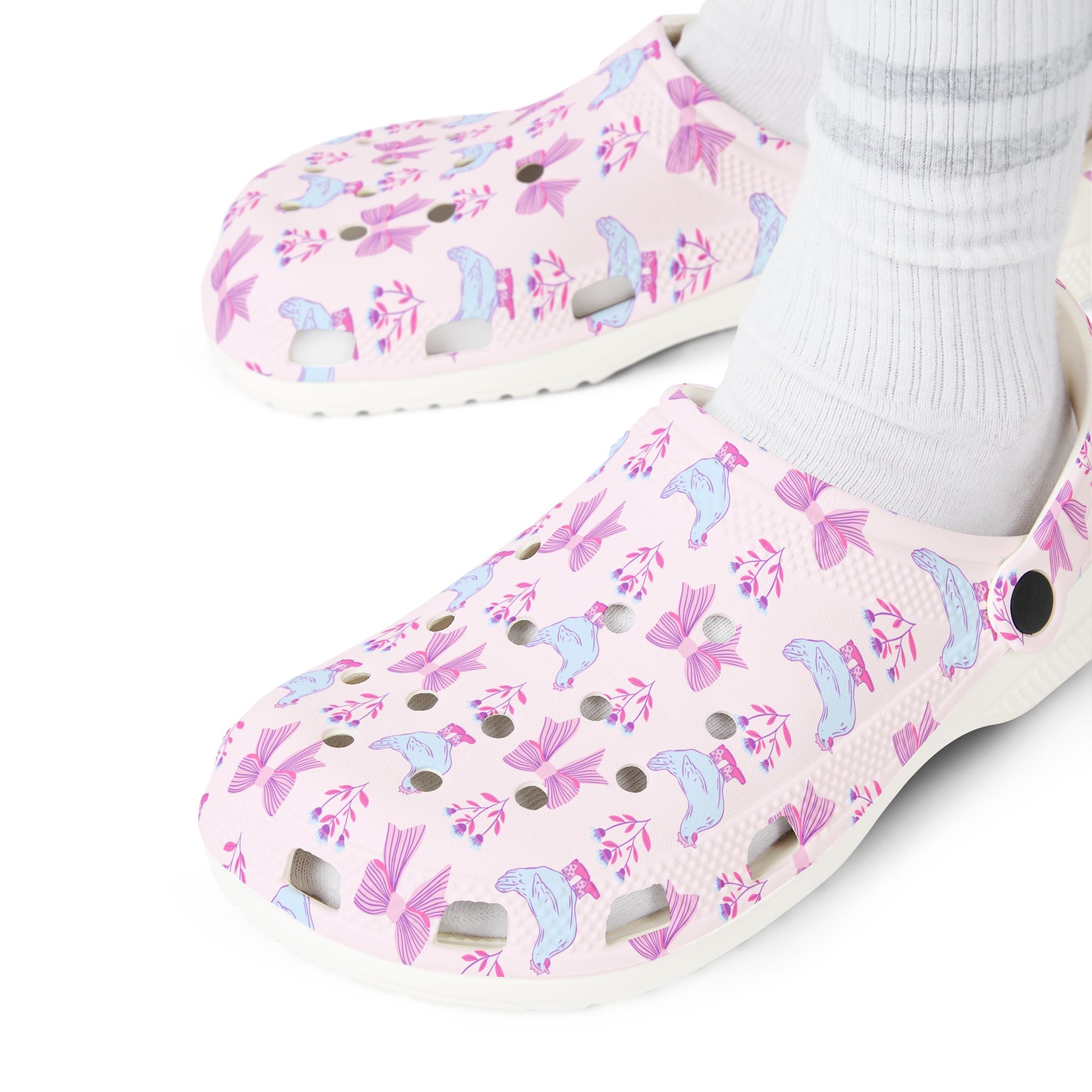 Pink Chicken Bow EVA Clogs – Cottagecore Chicken Shoes, Farm Life Slip-On Clogs, Homestead Comfort Footwear