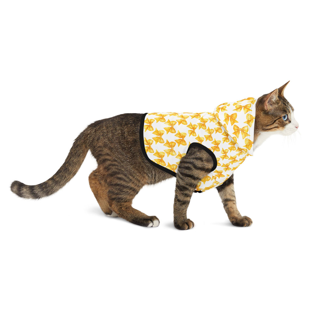Yellow Coquette Bows Cute Pet Hoodie - Adorable Puppy Sweater, Small Dog Outfit, Furry Friend Gift, Pet Apparel, Animal Lover Present