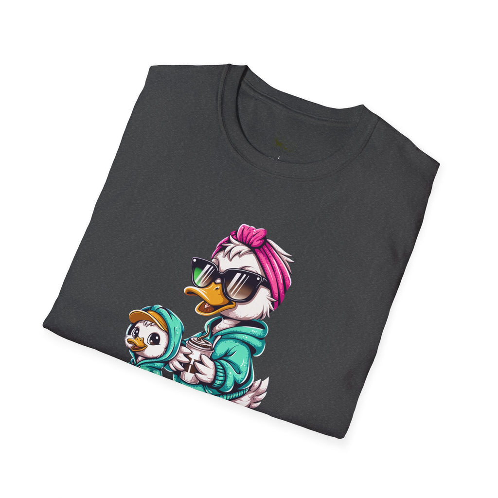 Motherhood Is the Realest Hood Cute Duck Mom Unisex T-Shirt | Funny Farm Mom Graphic Tee