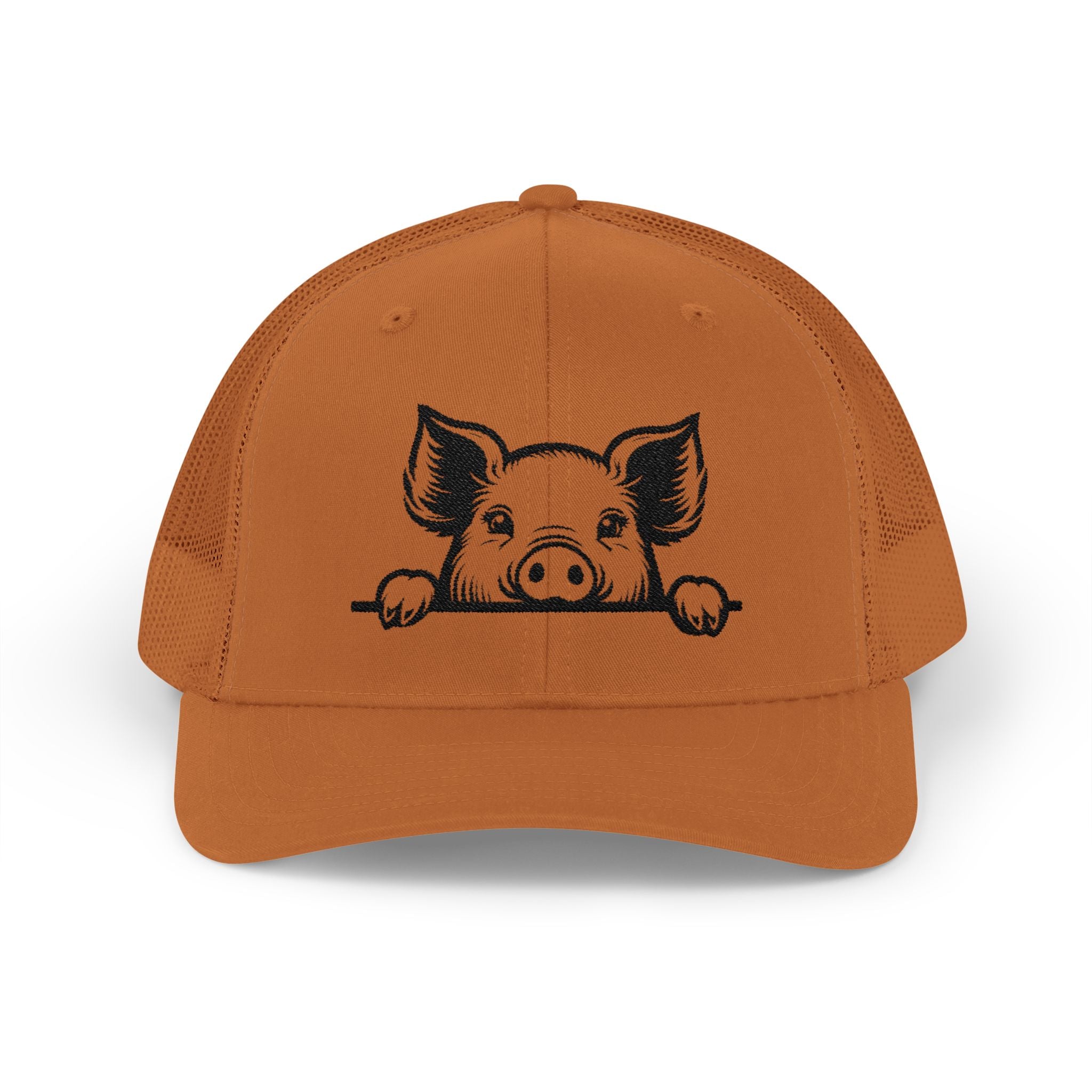 Peekaboo Pig Pink Trucker Hat | Farm Life Mesh Snapback Cap | Cute Pig Lover Hat | Cottagecore Farm Girl Hat | Homestead Animal Cap