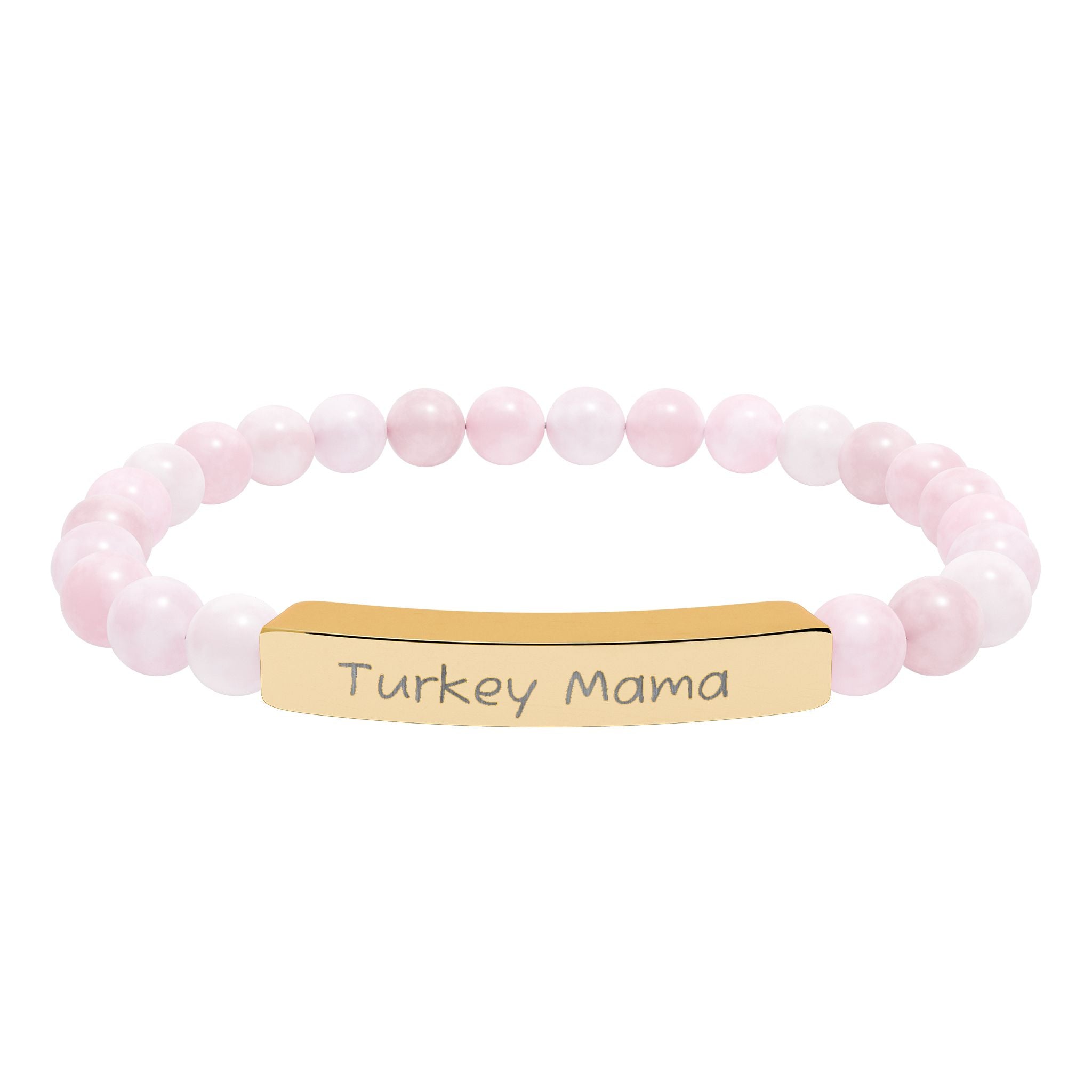 Turkey Mama Natural Stone Stretch Bracelet – Engraved Turkey Lover Jewelry, Farm Mom Gift, Rustic Homestead Bracelet