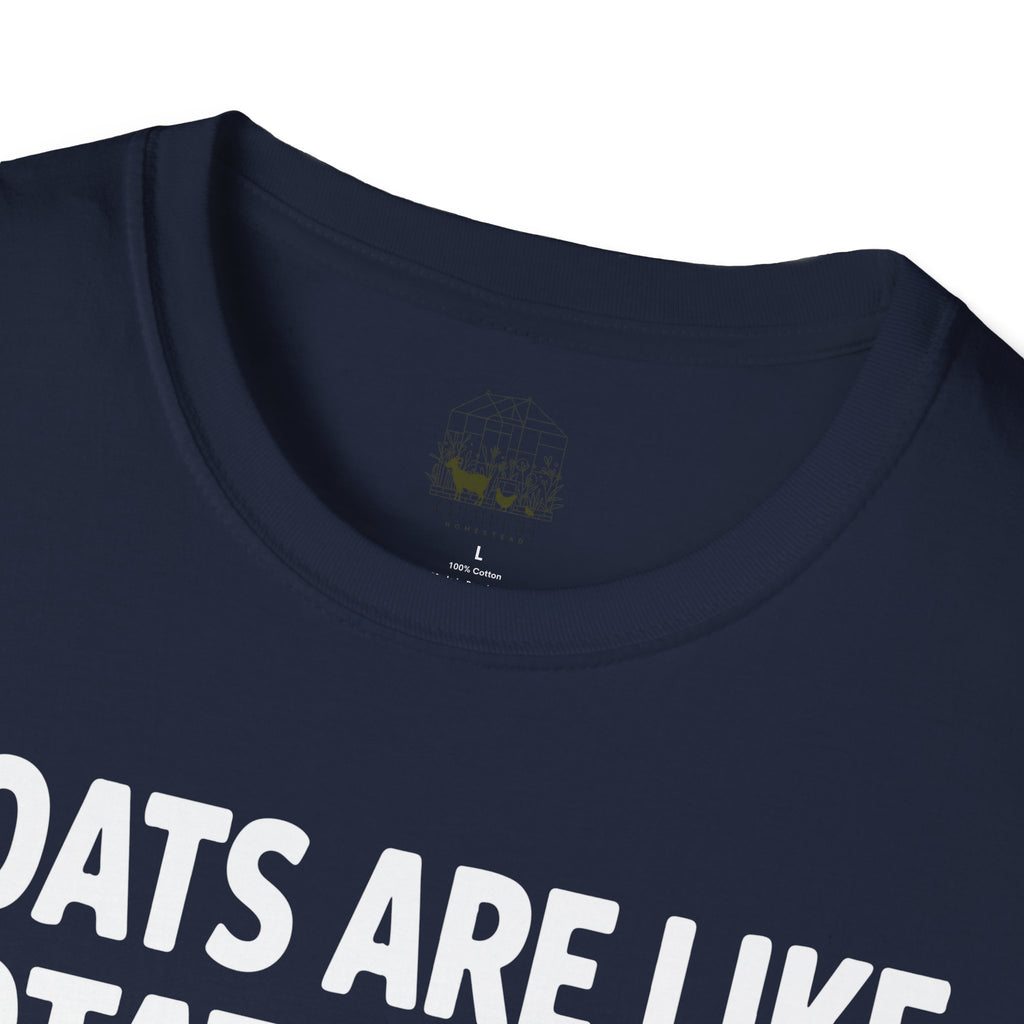 “Goats Are Like Potato Chips – You Can’t Have Just One” Funny Goat Lover Unisex T-Shirt | Farm Life Goat Tee