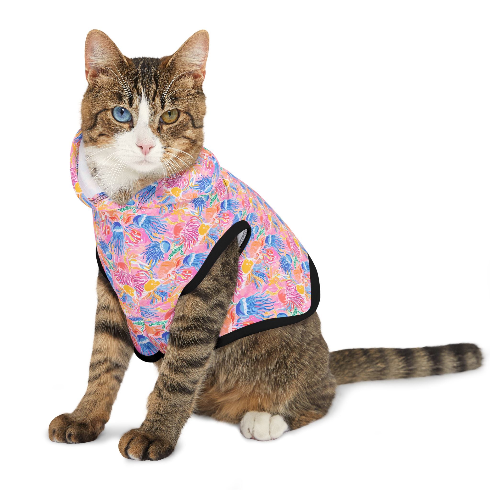 Pink Neon Jellyfish Pet Hoodie, Cute Animal Lover Gift, Dog Sweater, Cat Jumper, Pet Clothing