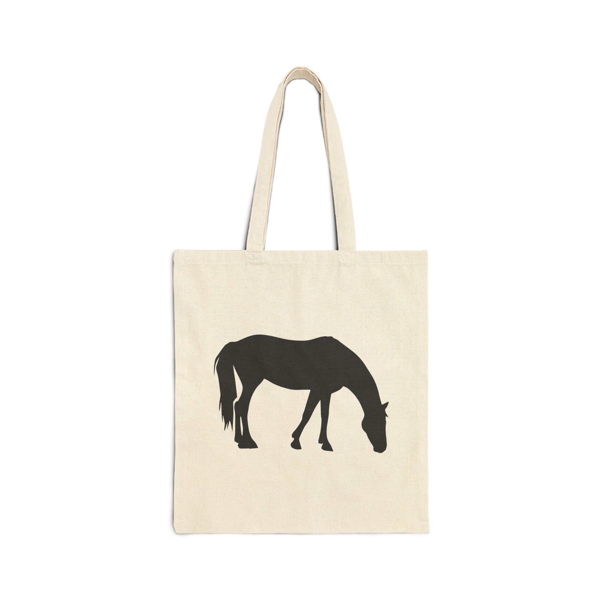 Horse Silhouette Canvas Tote Bag | Equestrian Farm Tote | Minimalist Horse Lover Market Bag | Rustic Farmhouse Country Tote