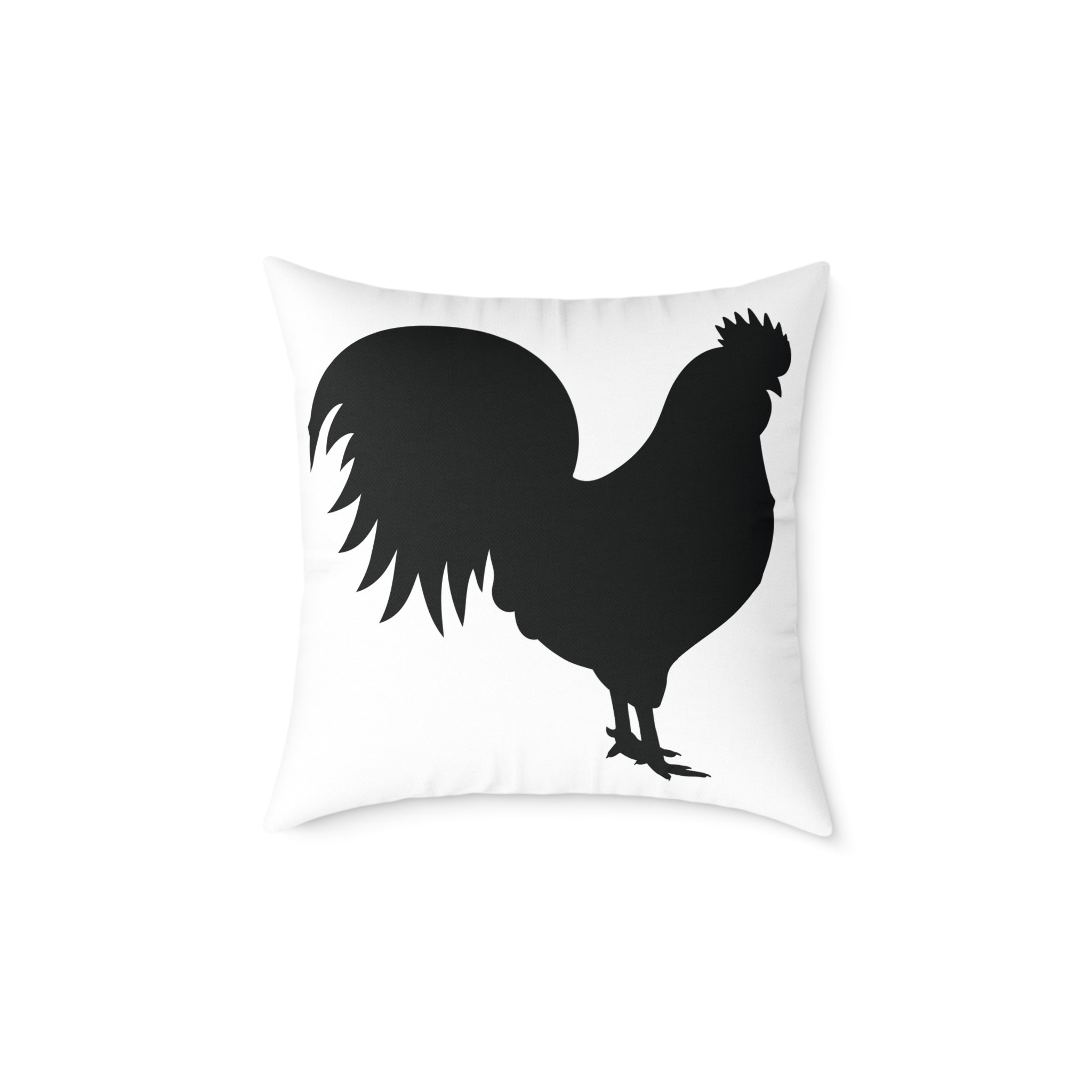 Farmhouse Rooster Silhouette Throw Pillow – Rustic Chicken Decor Cushion, Neutral Country Homestead Accent Pillow