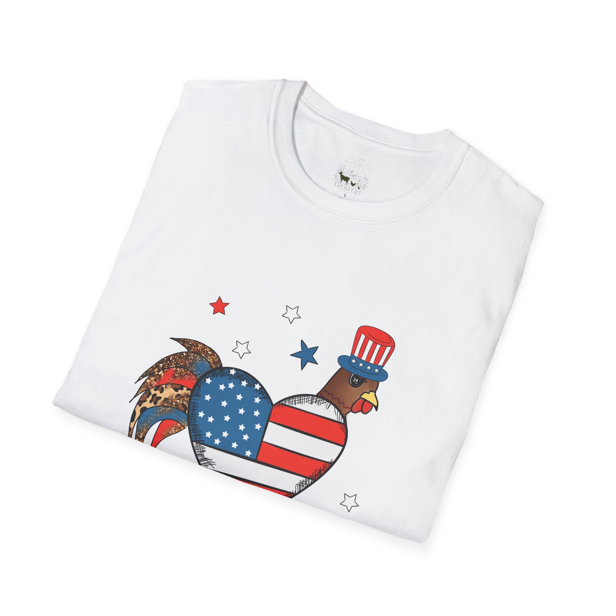 Happy 4th of July Chicken T-Shirt – Patriotic Rooster & Hen Shirt, American Flag Farm Tee, Backyard Chicken Shirt, Homestead Independence Day Apparel