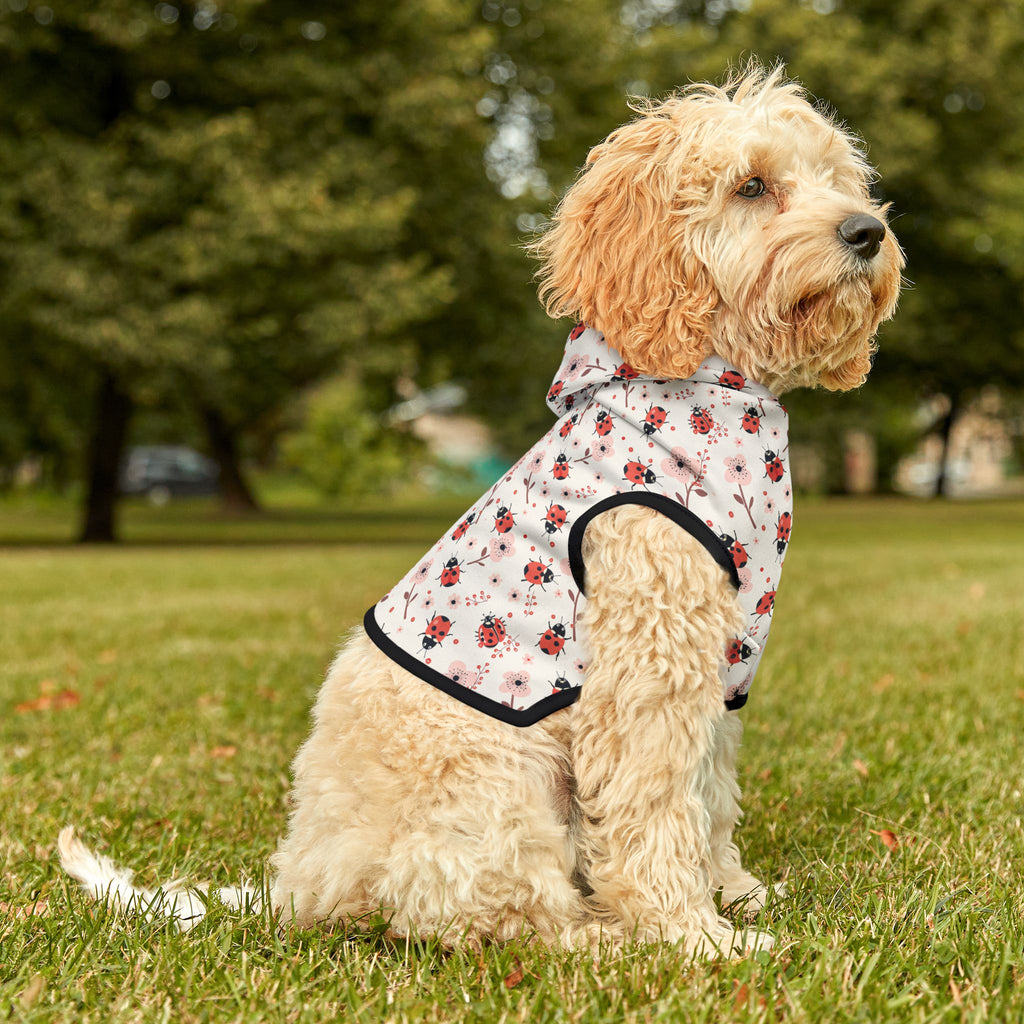 Pink Cute Ladybug Pet Hoodie, Cute Pet Apparel, Animal Lover Gift, Dog Sweater, Cat Jumper, Pet Clothing
