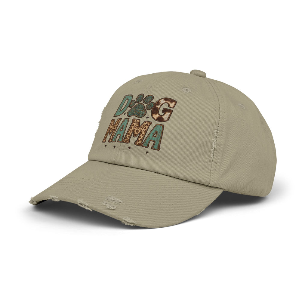 Dog Mama Distressed Baseball Cap – Vintage Dog Mom Hat, Farmhouse Pet Lover Cap, Washed Cotton Casual Hat