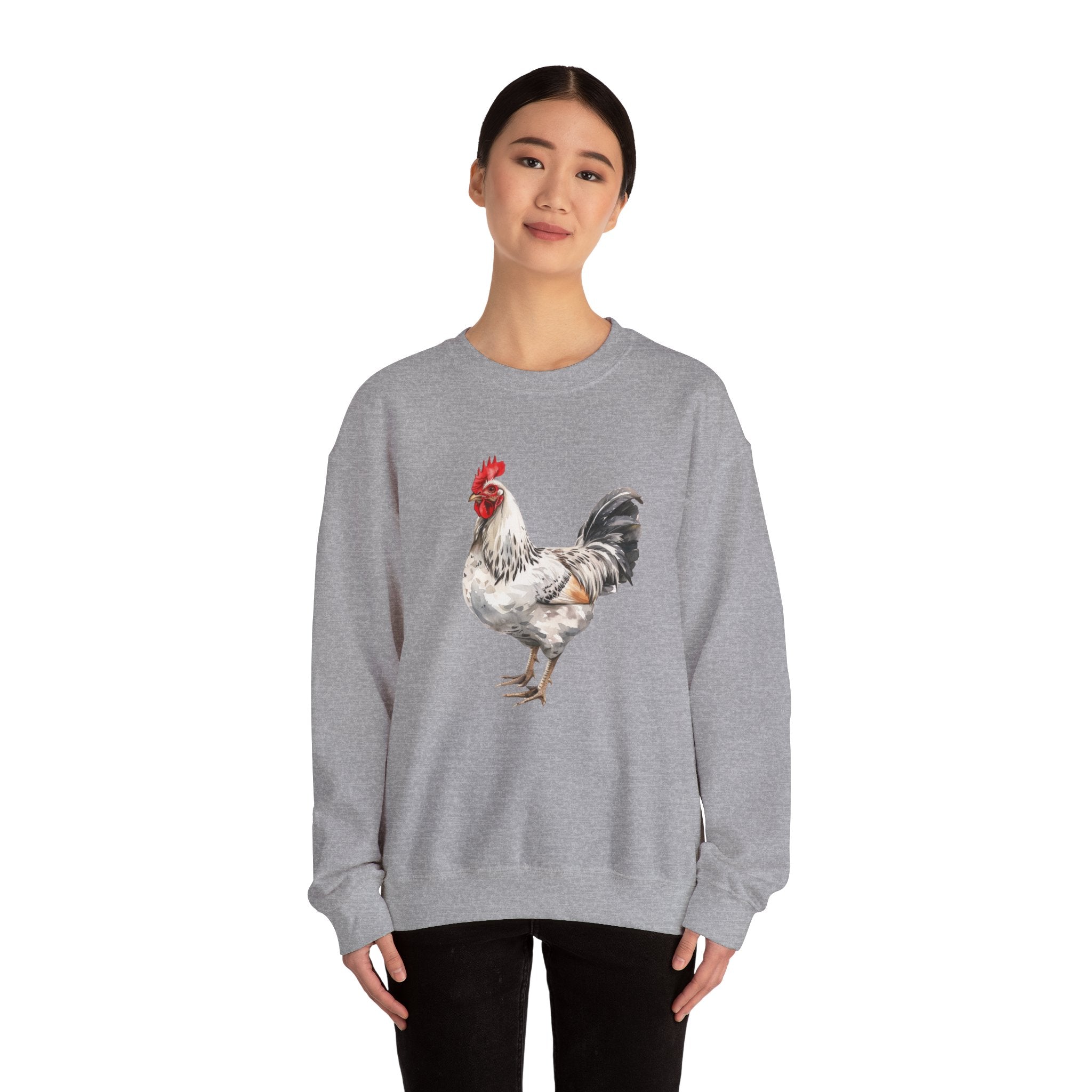 Light Sussex Rooster Sweatshirt – Farmhouse Chicken Crewneck, Heritage Sussex Rooster Pullover, Homestead Apparel