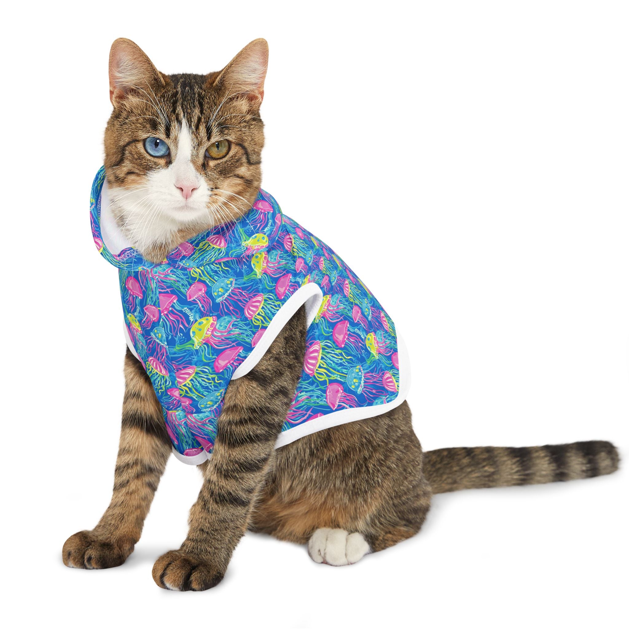 Neon Jellyfish Pet Hoodie, Cute Animal Lover Gift, Dog Sweater, Cat Jumper, Pet Clothing