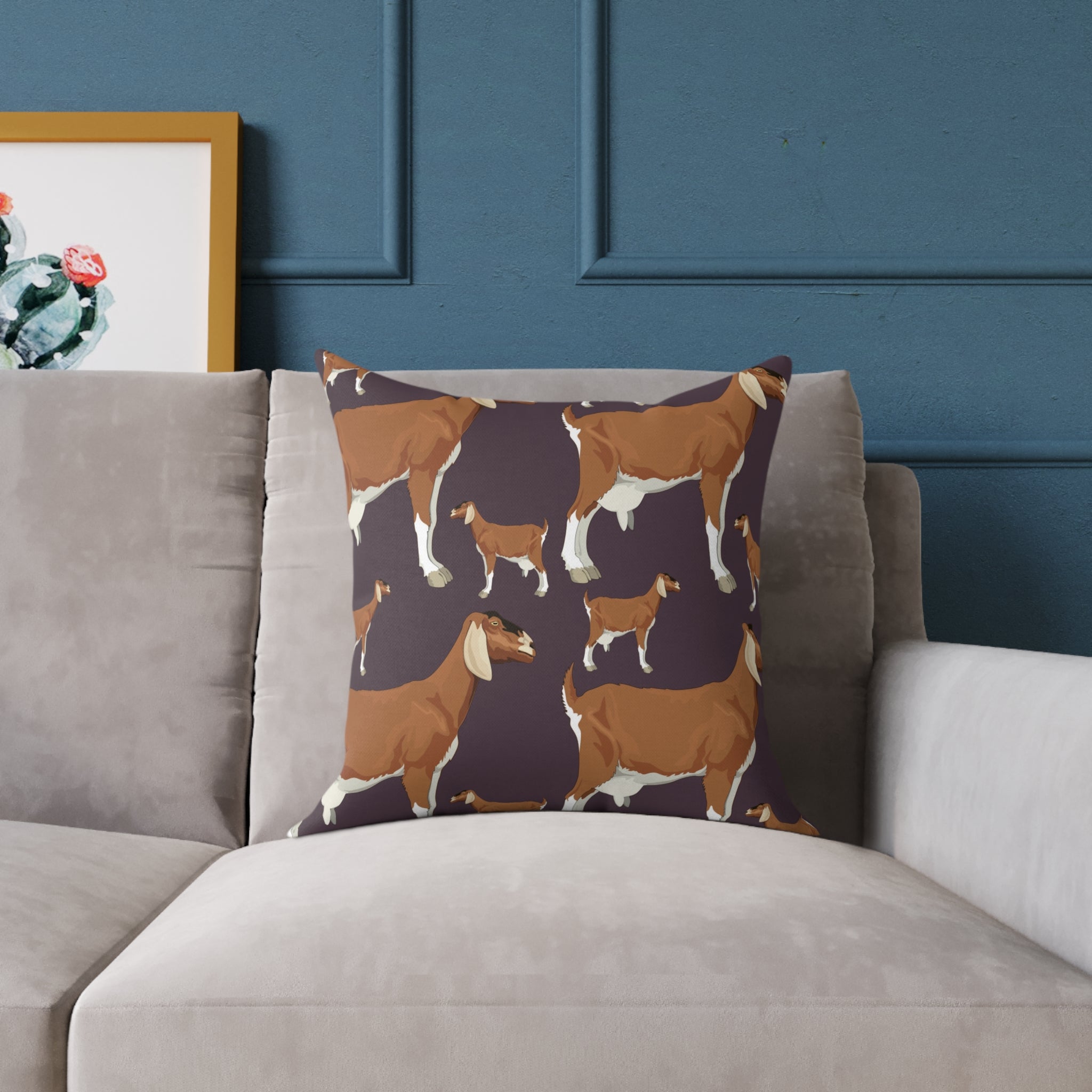 Goat Throw Pillow | Farmhouse Goat Accent Pillow | Rustic Goat Home Decor Cushion | Country Farm Animal Pillow | Gumpert Homestead