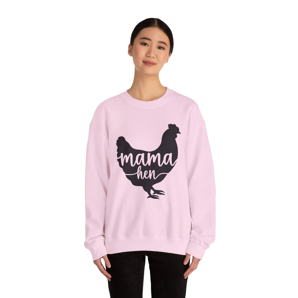 Mama Hen Sweatshirt – Minimalist Chicken Mom Crewneck, Neutral Farmhouse Homestead Pullover, Unisex Gildan 18000