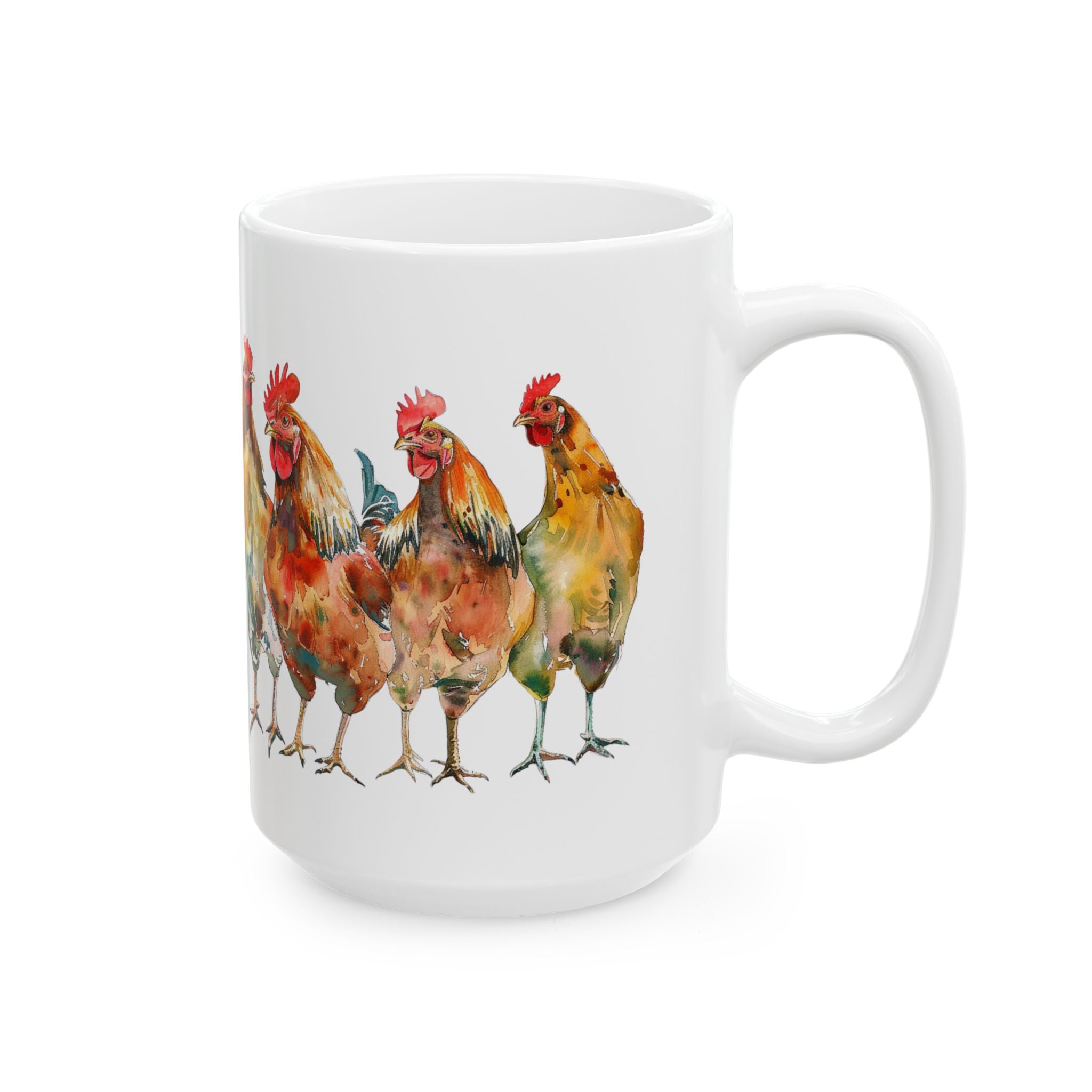 Chicken Flock Ceramic Mug – Backyard Chicken Coffee Cup, Farm Homestead Mug, Chicken Lover Gift (11oz, 15oz)