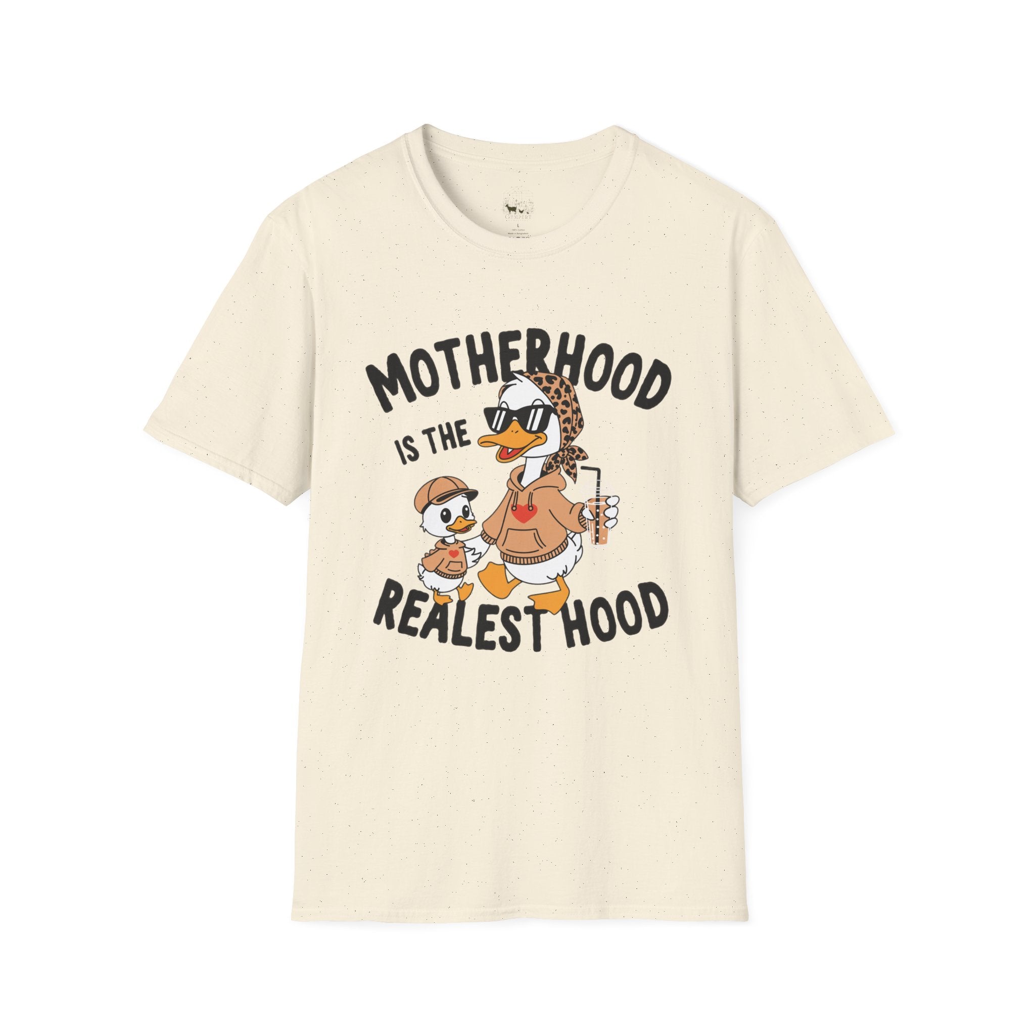 Motherhood Is the Realest Hood Funny Duck Mom Unisex T-Shirt | Farm Mom Graphic Tee