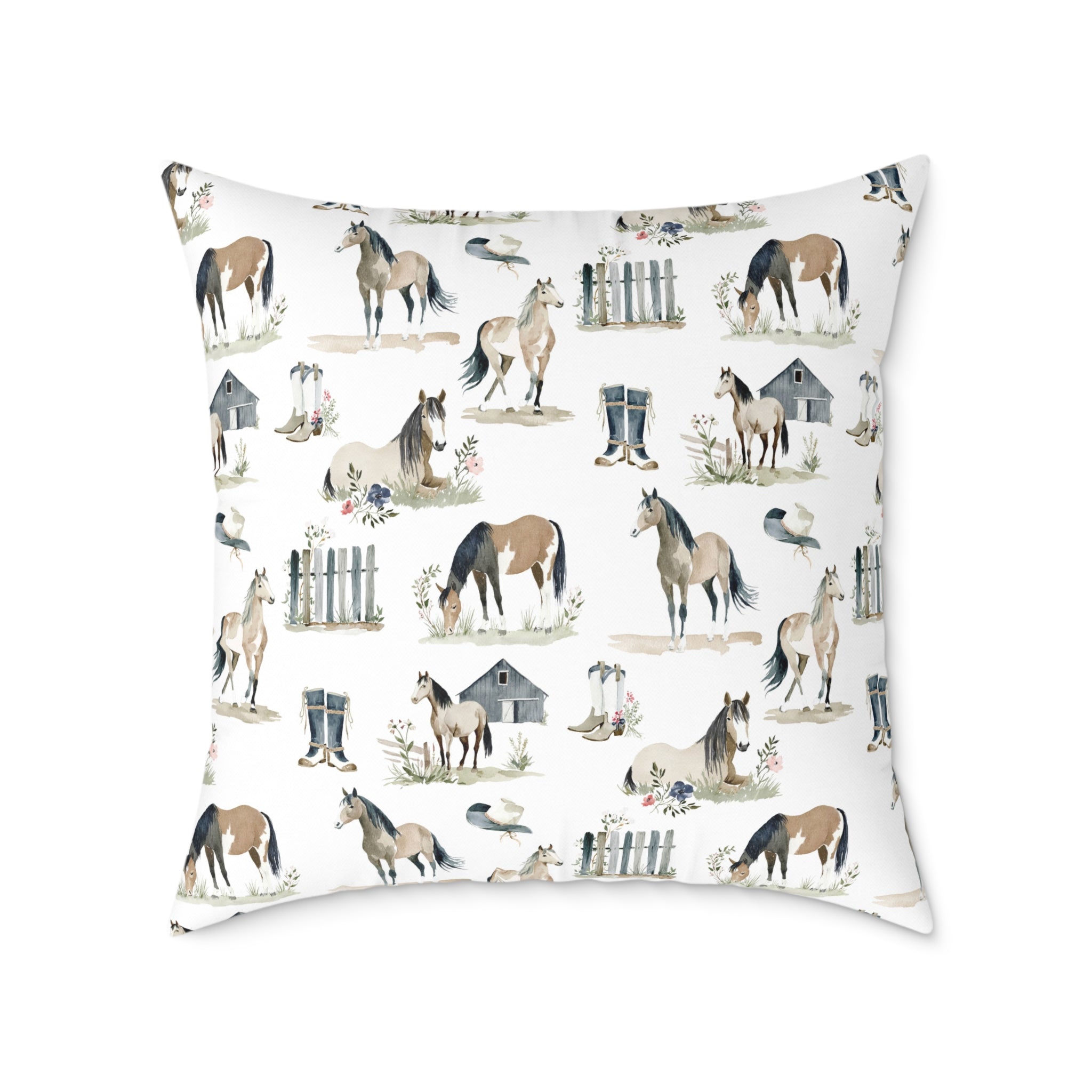 Farmhouse Horse Throw Pillow | Rustic Equestrian Accent Pillow | Cottagecore Horse Decor Cushion | Western Country Home Decor | Gumpert Homestead