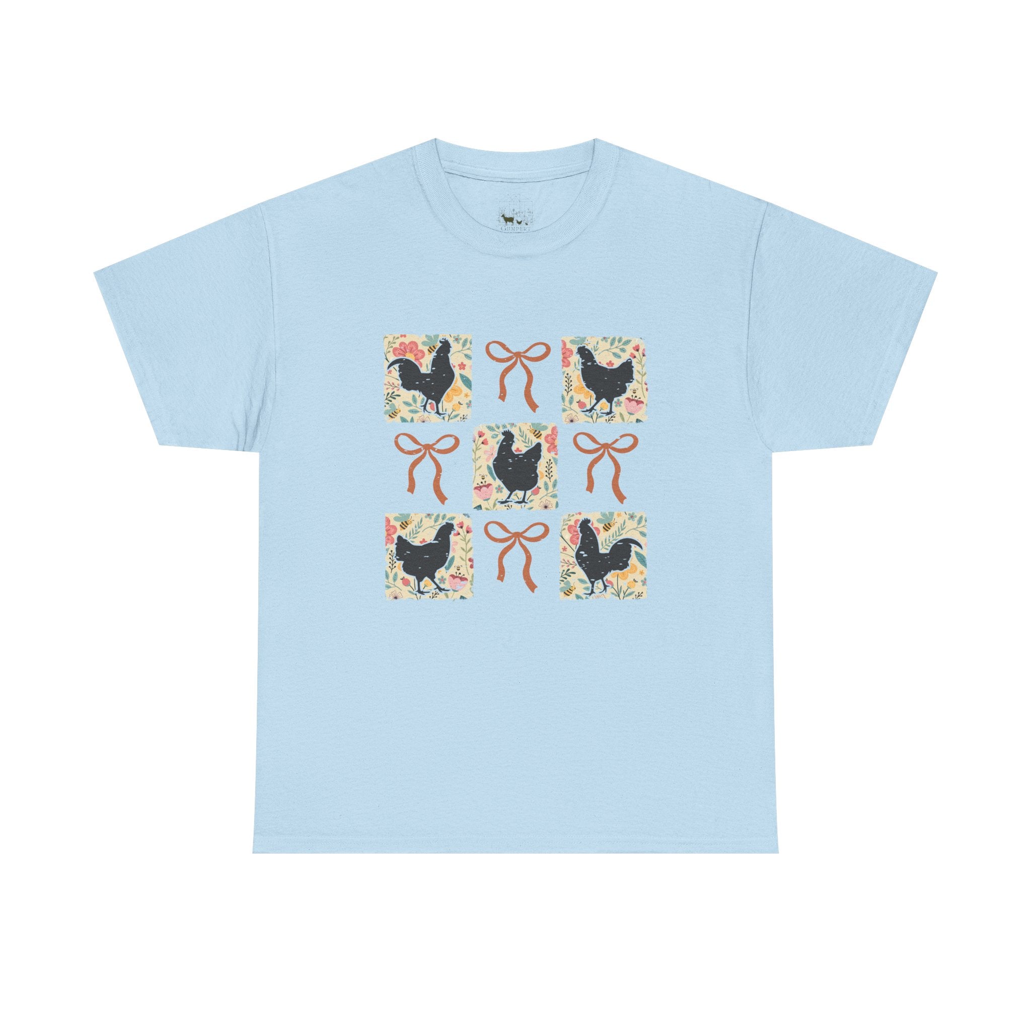 Cottagecore Chicken Patchwork T-Shirt – Farmhouse Chicken Mom Tee, Cozy Country Hen Shirt, Unisex Gildan 5000