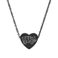 Floral Pig Heart Necklace – Farm Pig Jewelry, Pig Lover Gift, Homestead Necklace, Mini Pig Pendant, Farm Animal Jewelry, Stainless Steel Engraved Heart Necklace