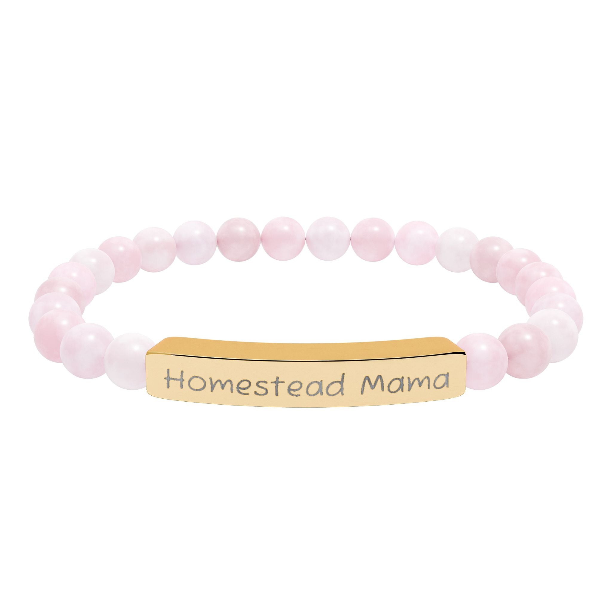 Homestead Mama Natural Stone Stretch Bracelet – Engraved Farmhouse Jewelry, Rustic Homesteader Gift, Farm Mom Bracelet