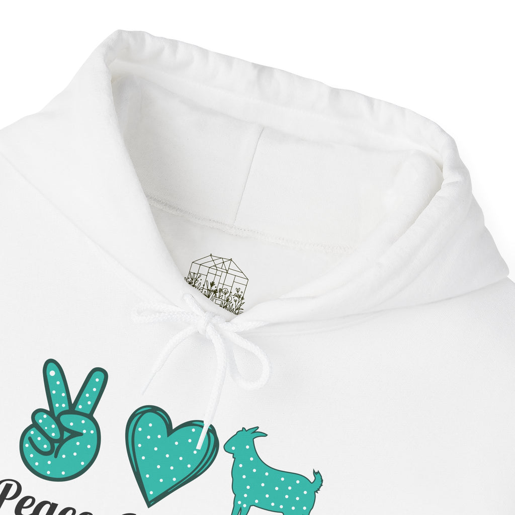 Peace Love Goats Hoodie – Unisex Farmhouse Goat Lover Sweatshirt | Cozy Homestead Country Apparel