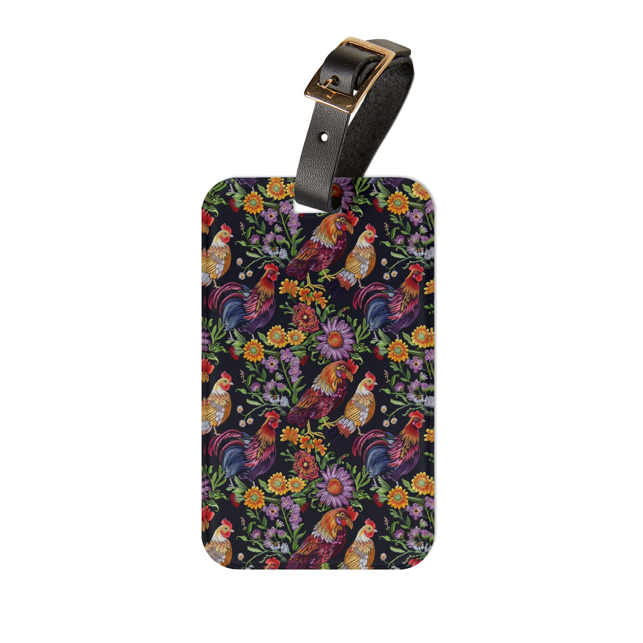 Floral Chicken Luggage Tag | Farmhouse Rooster Travel Accessory | Cottagecore Poultry Suitcase Tag | Rustic Bag Identifier | Gumpert Homestead
