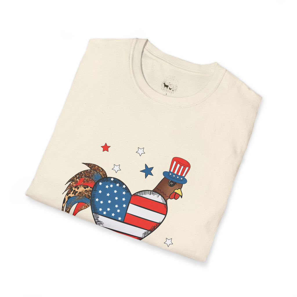 Happy 4th of July Chicken T-Shirt – Patriotic Rooster & Hen Shirt, American Flag Farm Tee, Backyard Chicken Shirt, Homestead Independence Day Apparel