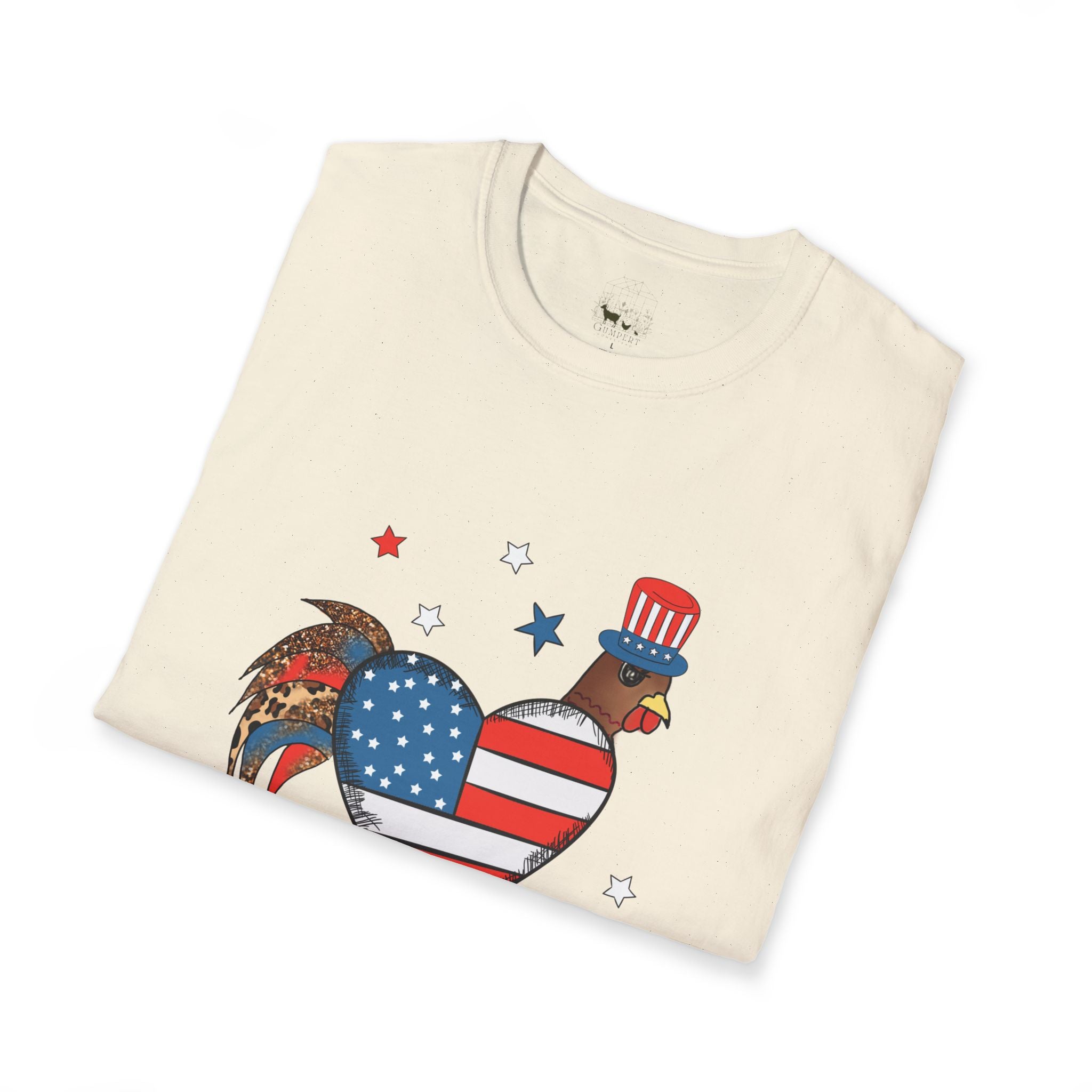 Happy 4th of July Chicken T-Shirt – Patriotic Rooster & Hen Shirt, American Flag Farm Tee, Backyard Chicken Shirt, Homestead Independence Day Apparel