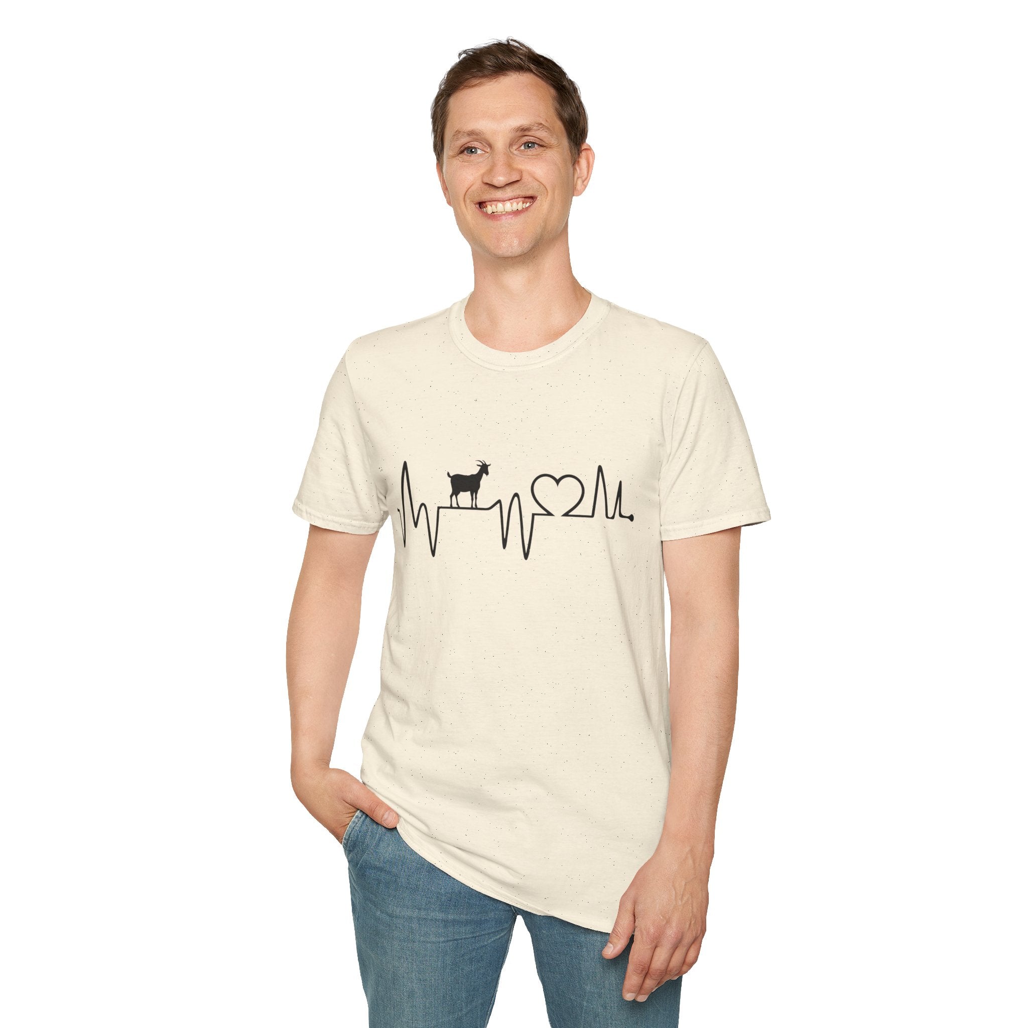 Goat Heartbeat Unisex T-Shirt | Minimalist Goat Lover ECG Farm Life Tee