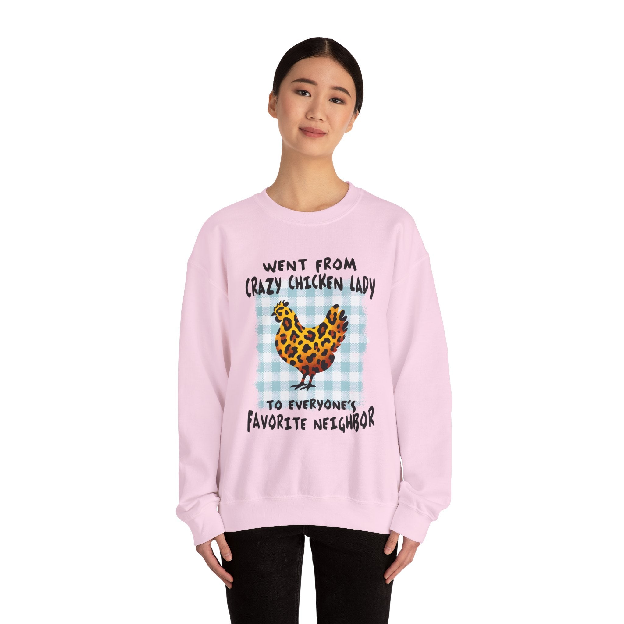 Went From Crazy Chicken Lady Sweatshirt – Funny Chicken Mom Crewneck, Farmhouse Homestead Neighbor Gift Pullover