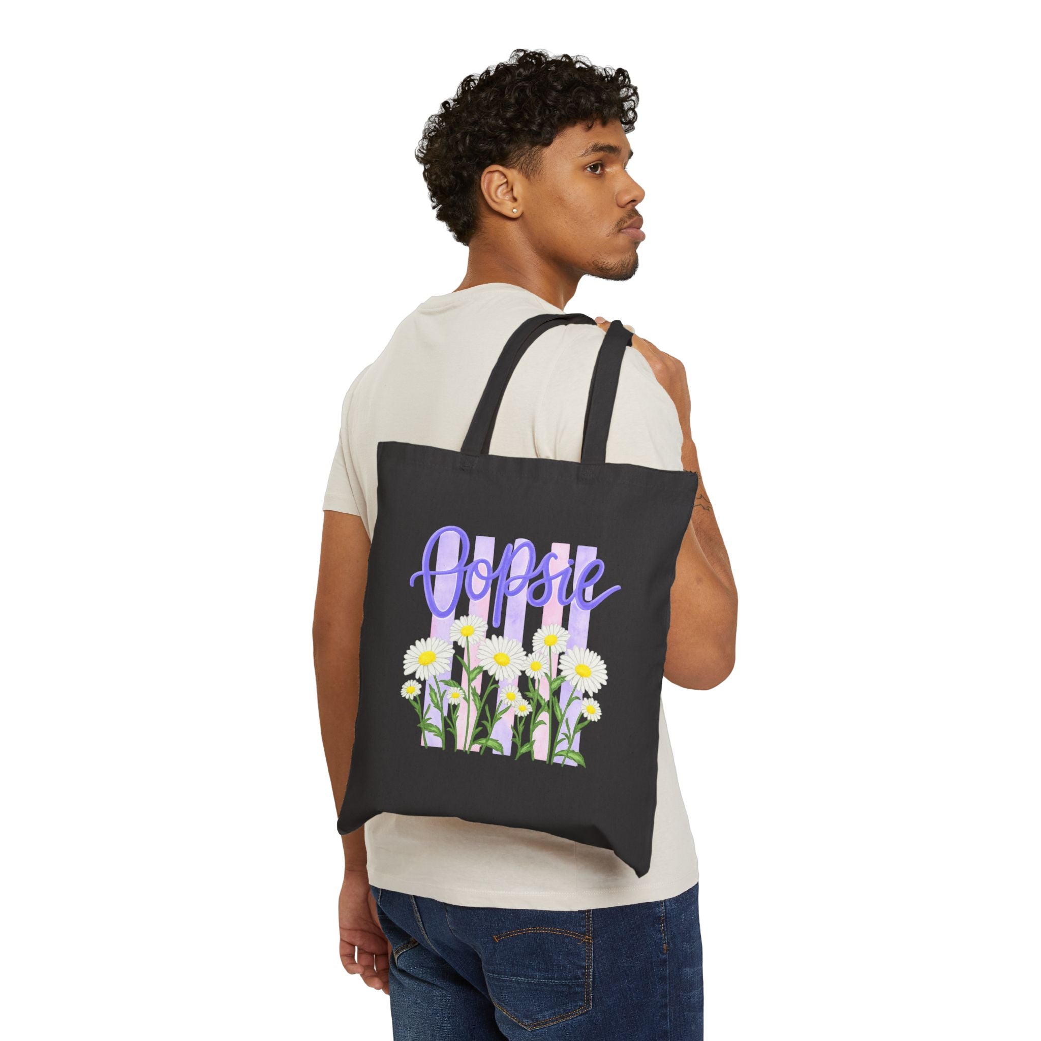 Oopsie Daisy Tote Bag | Funny Floral Canvas Tote | Cute Daisy Market Bag | Cottagecore Tote Bag | Reusable Everyday Tote | Gumpert Homestead