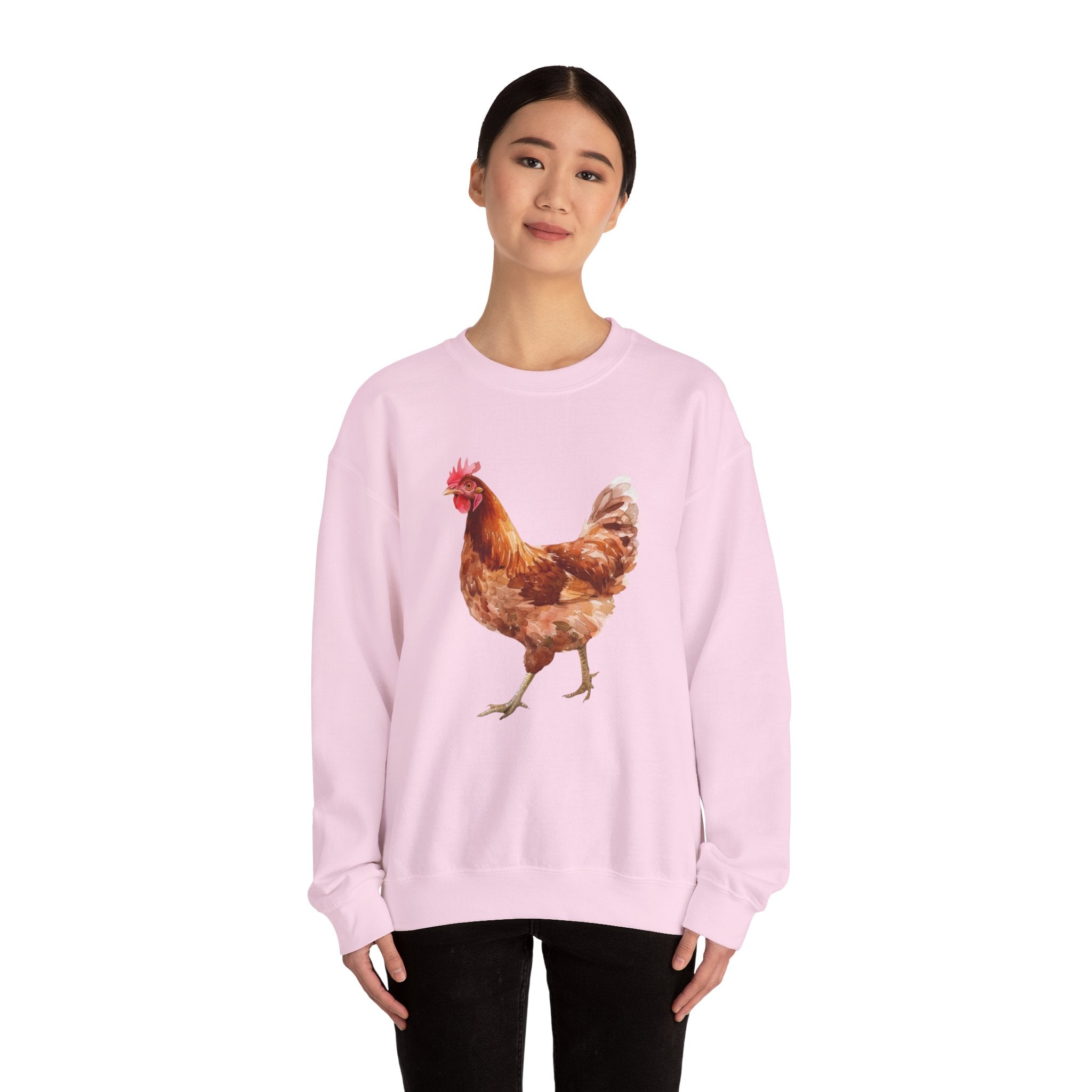 Rhode Island Red Hen Sweatshirt – Farmhouse Chicken Crewneck, Heritage Chicken Homestead Pullover, Unisex Gildan 18000
